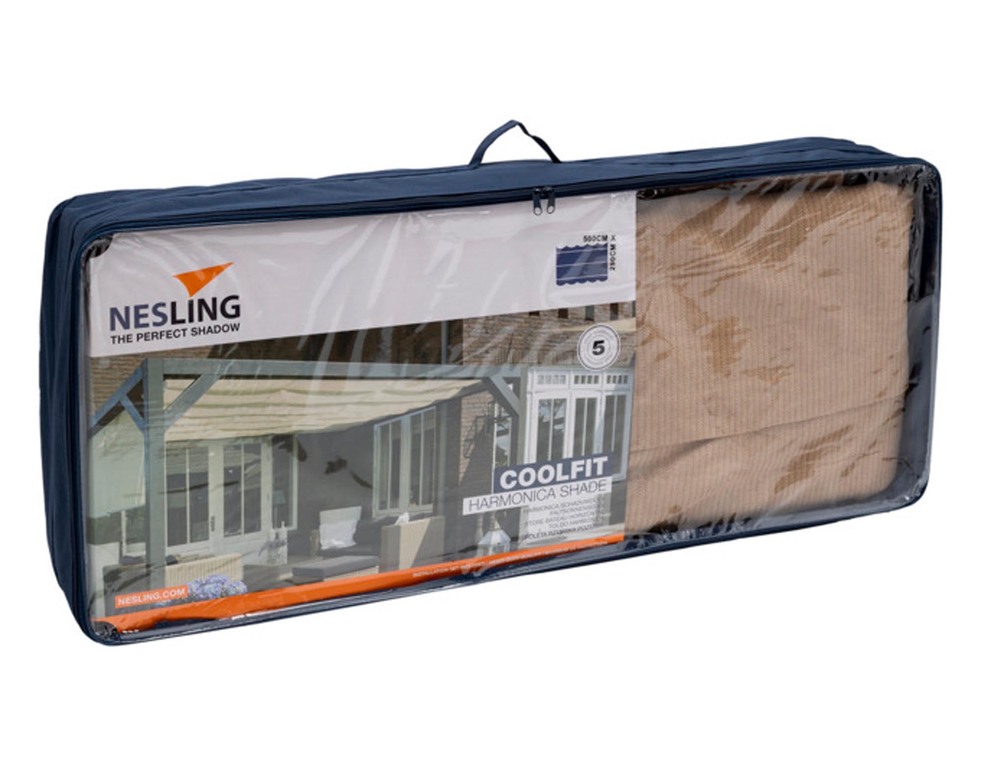 Entdecken Sie das NESLING Faltsonnensegel Coolfit sand 500x290 cm – idealer Sonnenschutz für Garten, Terrasse und Pool. Langlebig, pflegeleicht und ästhetisch.
