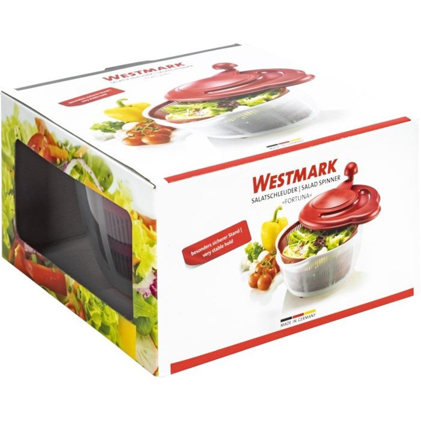 Effiziente Salatschleuder Fortuna von Westmark, rot, 5 Liter, 30x26x20 cm, perfekt für frischen und trockenen Salat.
