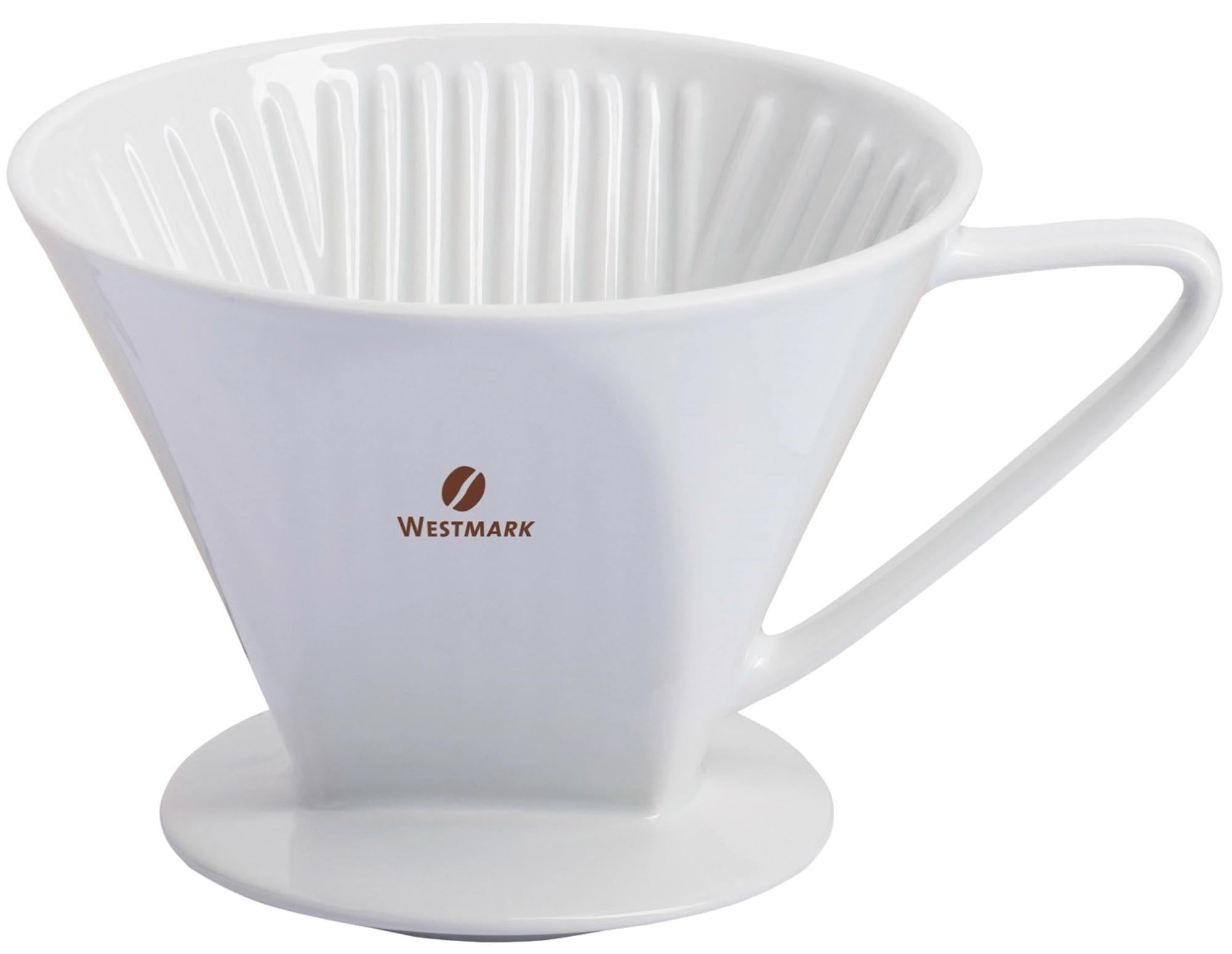 Entdecken Sie den Kaffeefilter Brasilia von Westmark für 6 Tassen. Hochwertiges Porzellan, elegantes Design und optimale Aromaextraktion für perfekten Kaffeegenuss.