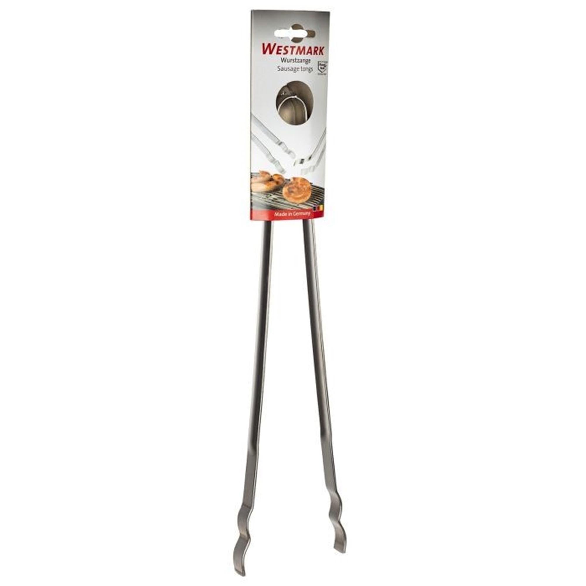 Praktische Wurstzange von Westmark, gerade Form, Masse 35.5x4.5x1.5cm, ideal für Grill und Küche, robust und handlich.