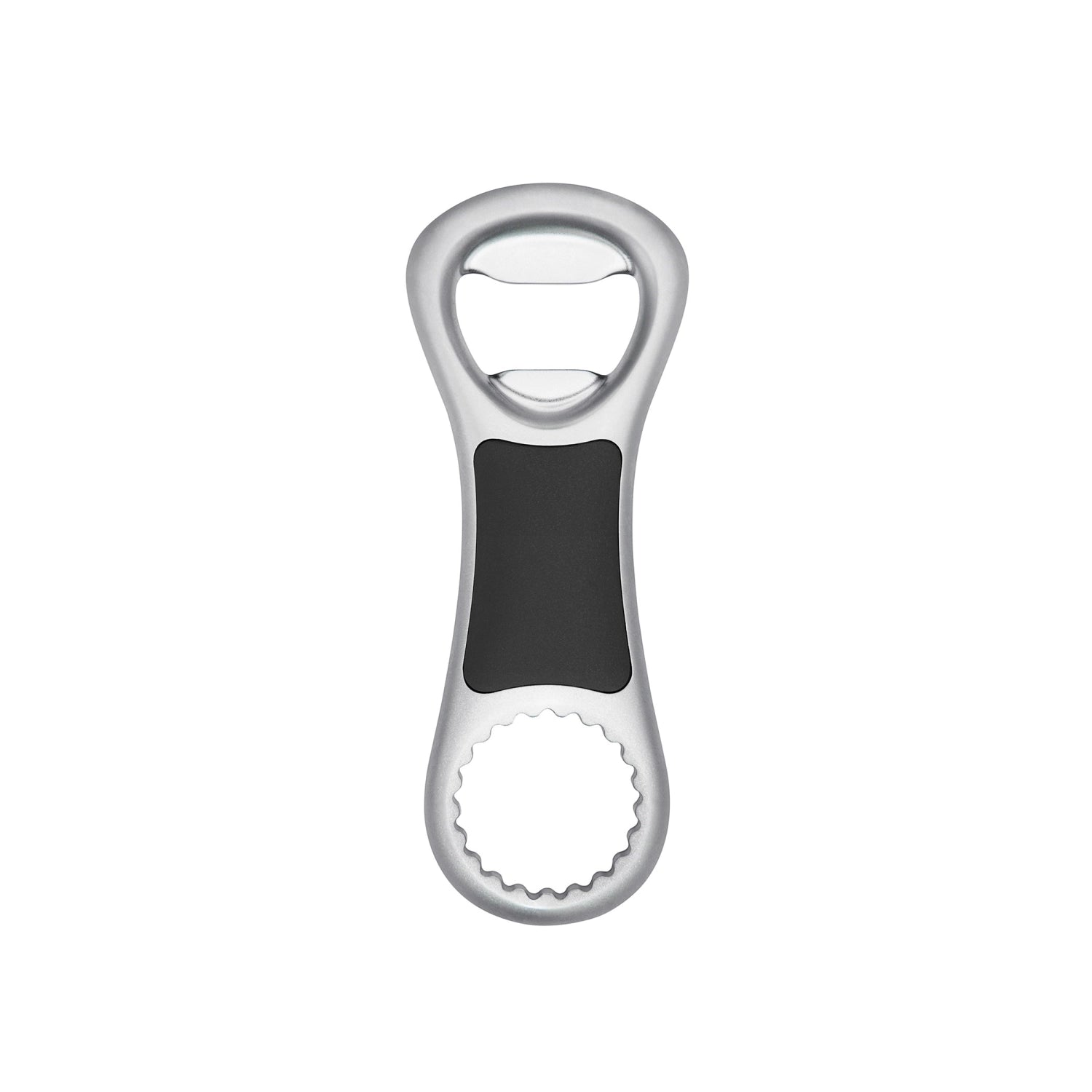 Gusseisen Flaschenöffner von OXO mit ergonomischem Griff, ideal zum mühelosen Öffnen von Flaschen, robust und langlebig.