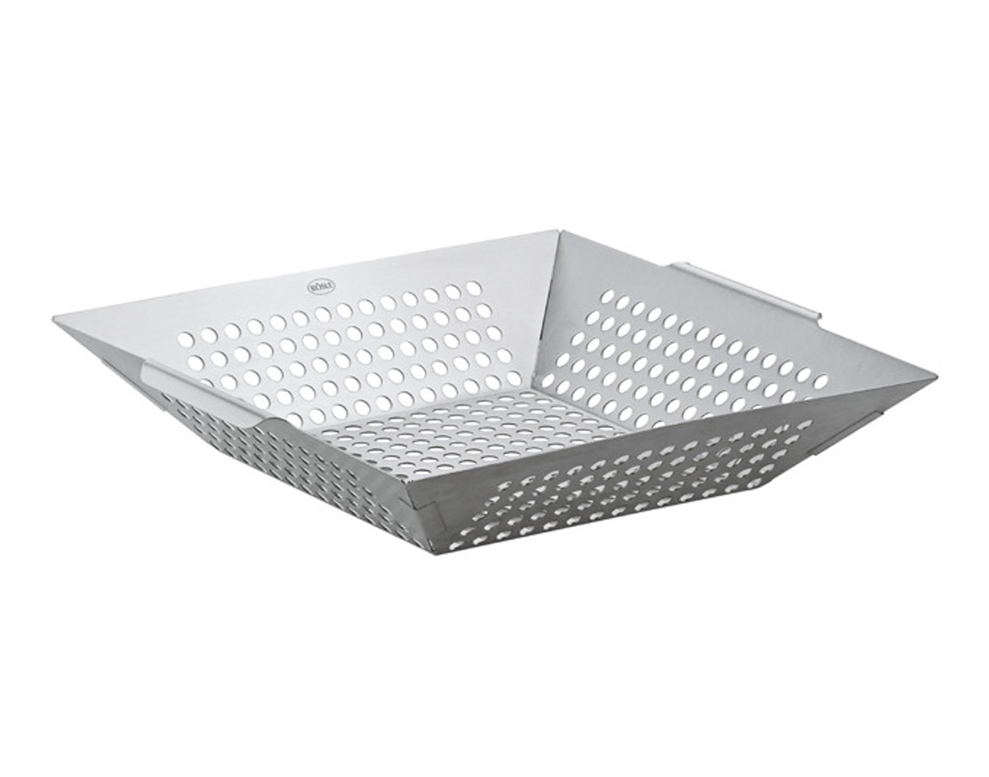Entdecken Sie die RÖSLE Grill- und Gemüsepfanne Inox 33.5x30 cm – hochwertiges Grillzubehör für perfekte Grillgerichte mit Gemüse, Fisch und Fleisch.