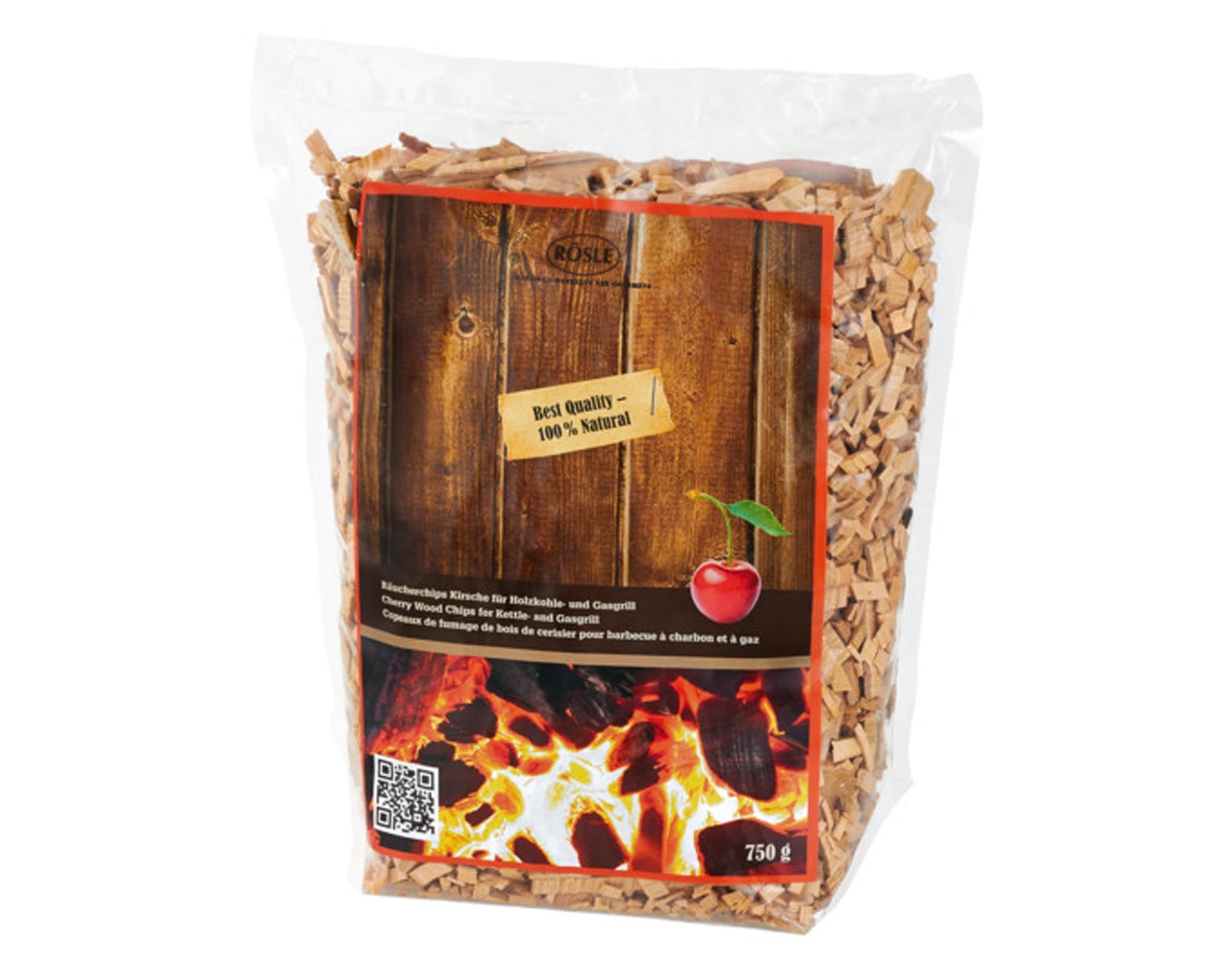 Entdecken Sie die RÖSLE Räucherchips Kirsche 750 g für intensives Raucharoma beim Grillen. Ideal für Geflügel, Rindfleisch und Gemüse!