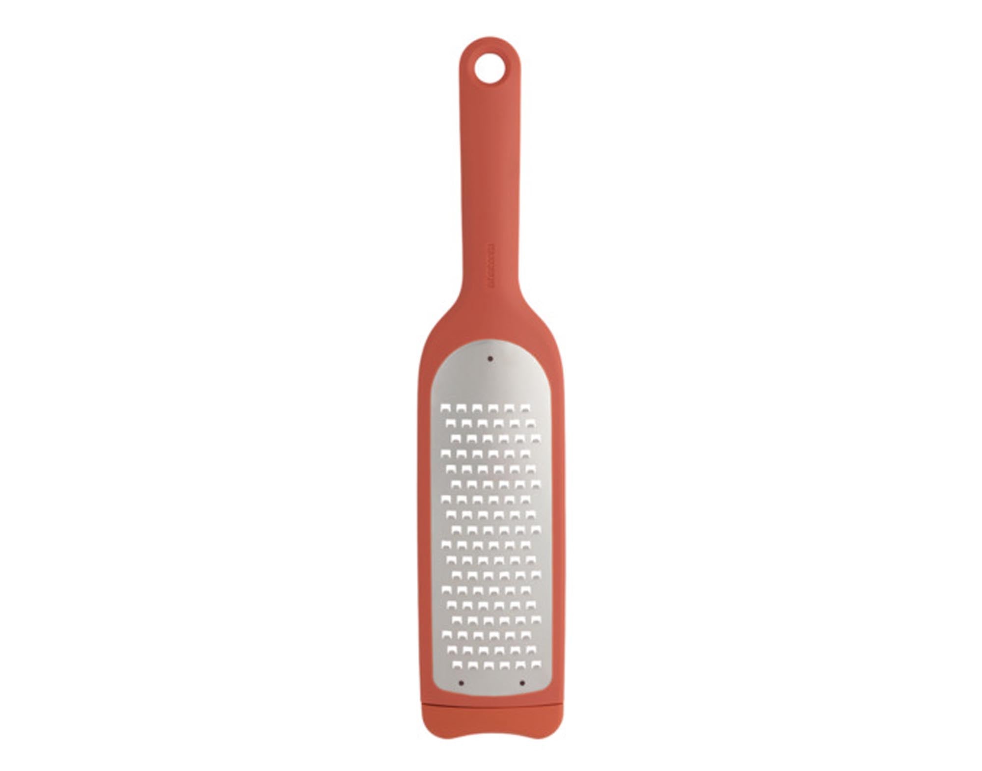 Entdecken Sie die BRABANTIA Tasty+ Reibe grob in terracotta pink – ein langlebiger, ergonomischer Küchenhelfer für Käse, Gemüse und mehr!
