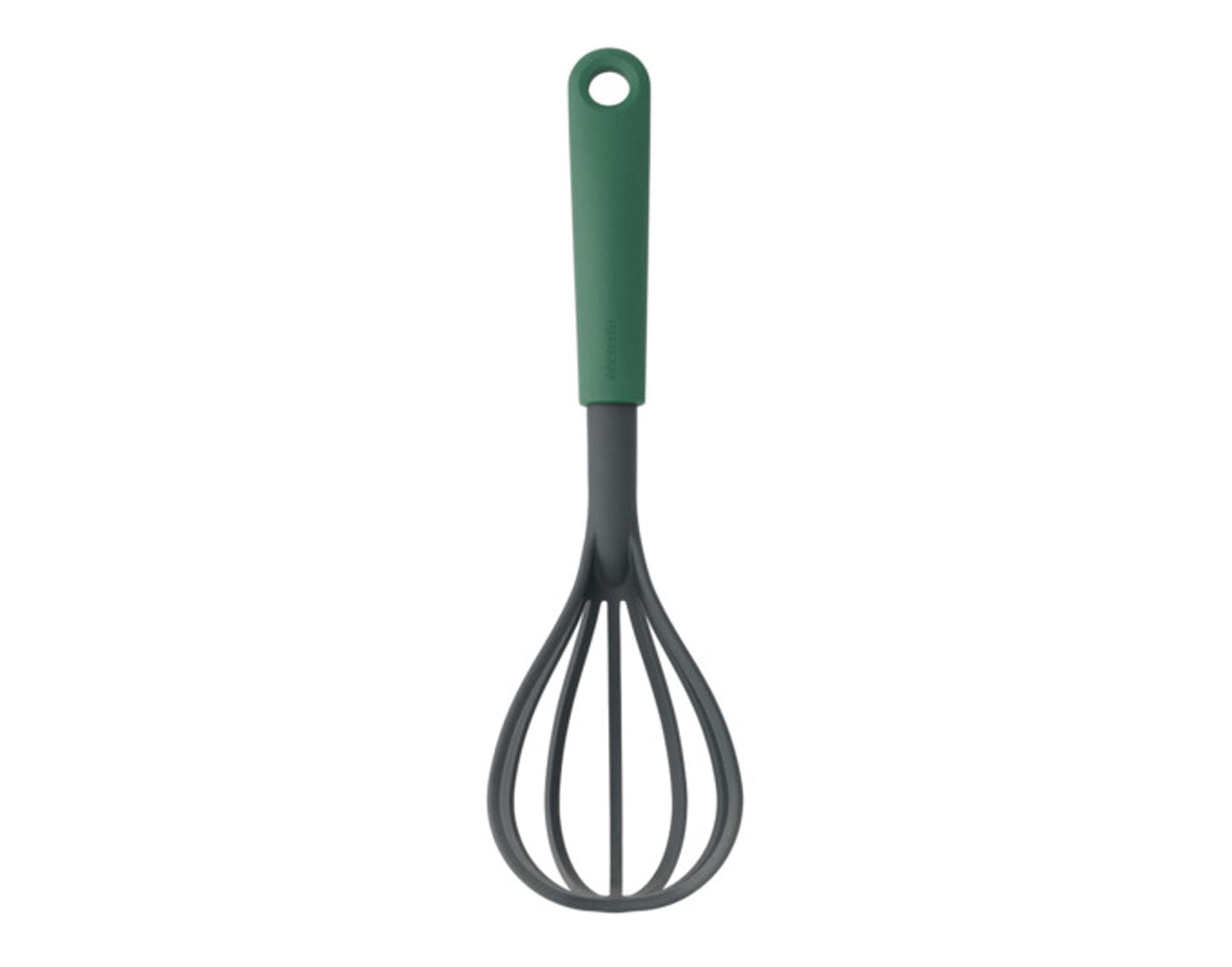 Entdecken Sie den BRABANTIA Schneebesen Tasty+ 26.3 cm in grün. Ergonomisch, langlebig und spülmaschinenfest – ideal zum Schlagen von Eiern und Sahne!