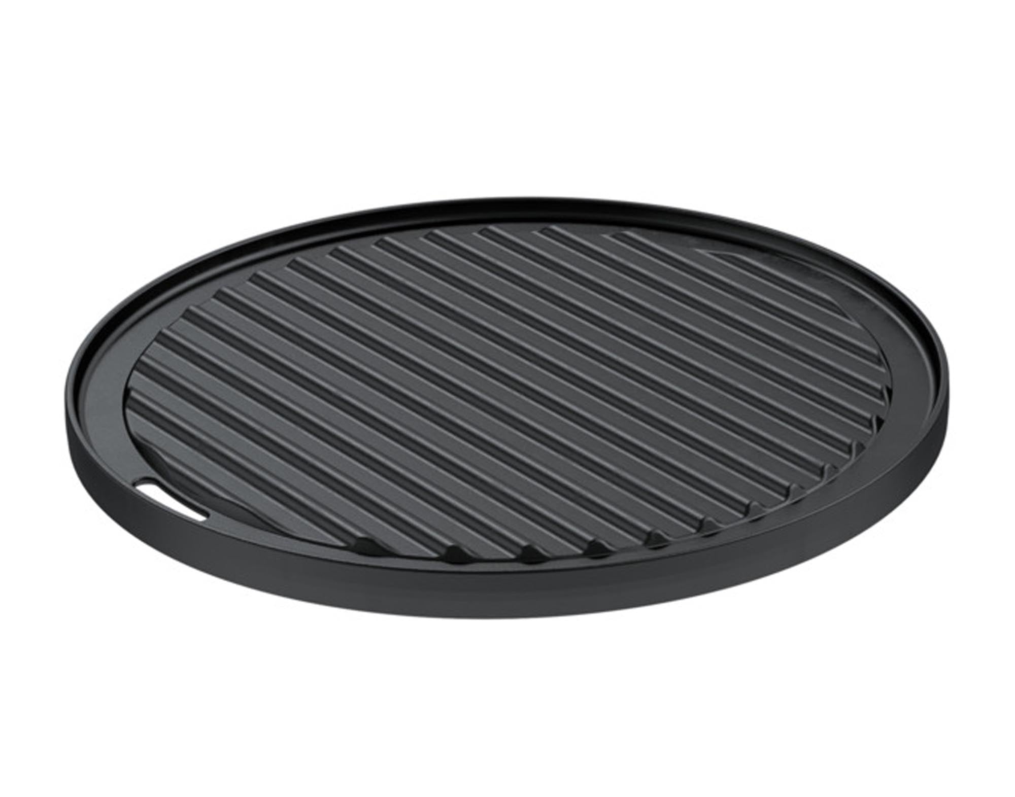 Entdecken Sie die RÖSLE Grillplatte Guss Vario ø 30 cm – perfekte Wärmeverteilung, Antihaftbeschichtung und vielseitig für Grill und Ofen!