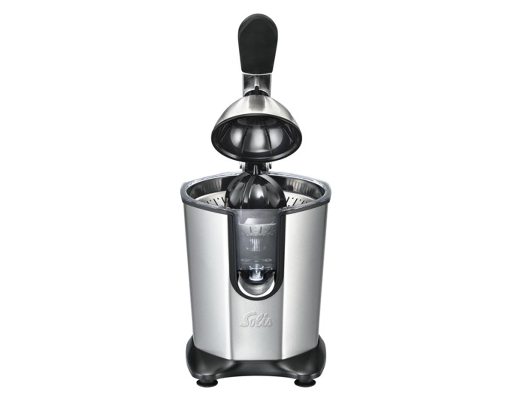 Entdecken Sie die SOLIS Zitruspresse Smart Juicer Typ 8453: leise, ergonomisch, aus Edelstahl, ideal für frische Säfte. Einfach zu reinigen und langlebig.