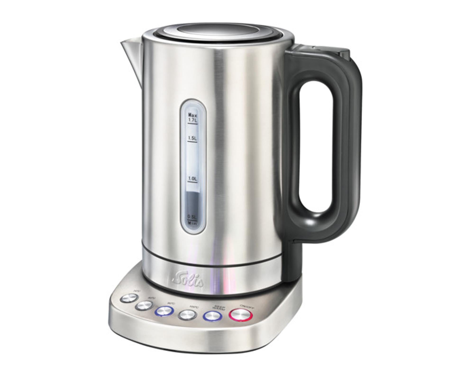 Entdecken Sie den SOLIS Wasserkocher Vario Temp Kettle 1.7 l Typ 5516 – ideal für Teeliebhaber mit präziser Temperaturkontrolle und elegantem Design.