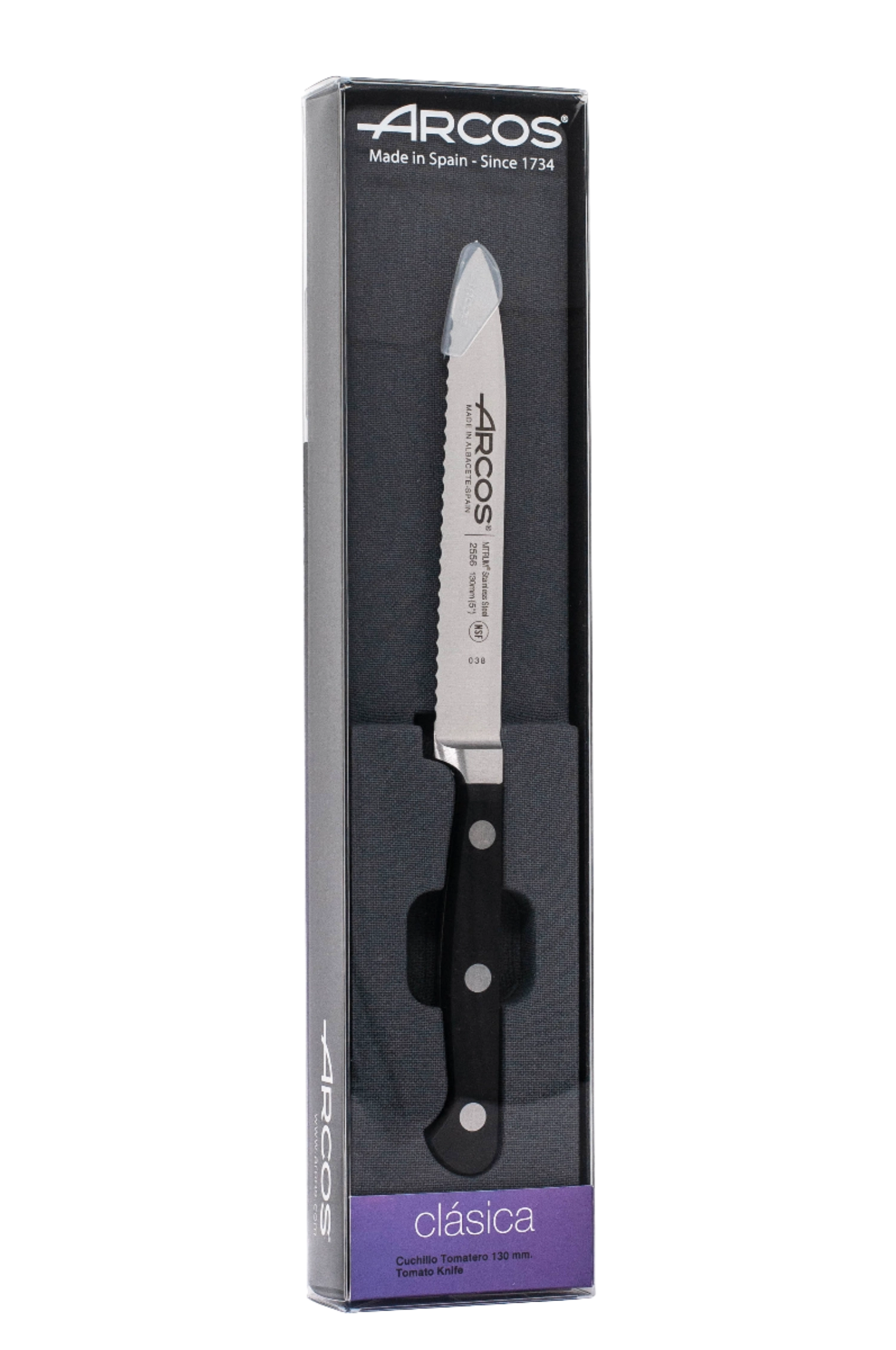 Hochwertiges Küchenmesser von Arcos mit 13 cm geschmiedeter Klinge, ideal für präzises Schneiden und vielseitige Anwendungen in der Küche.