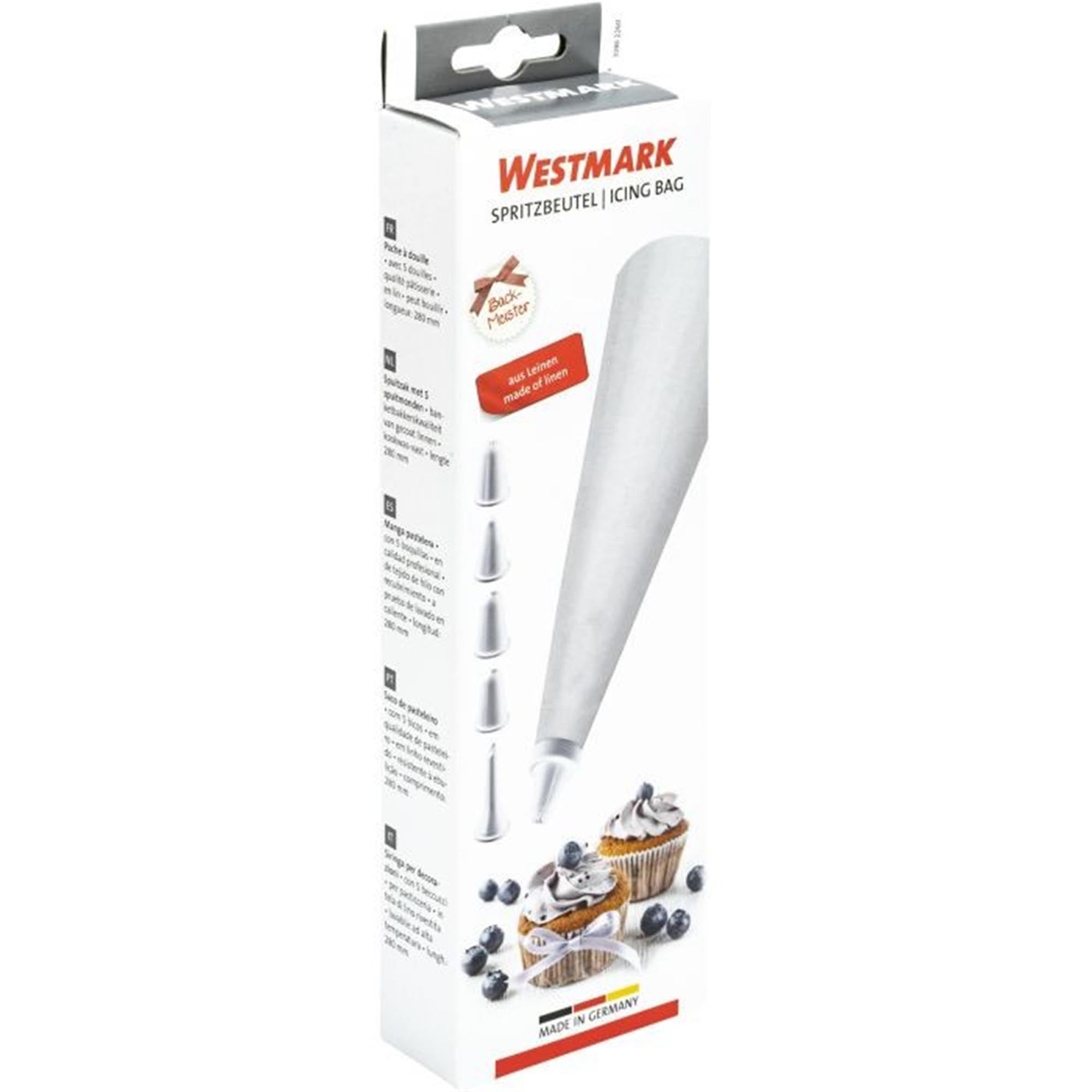 Hochwertiger, kochfester Spritzbeutel aus Leinen von Westmark, ideal für präzises Dekorieren und Backen, Masse: 31x17x3cm.