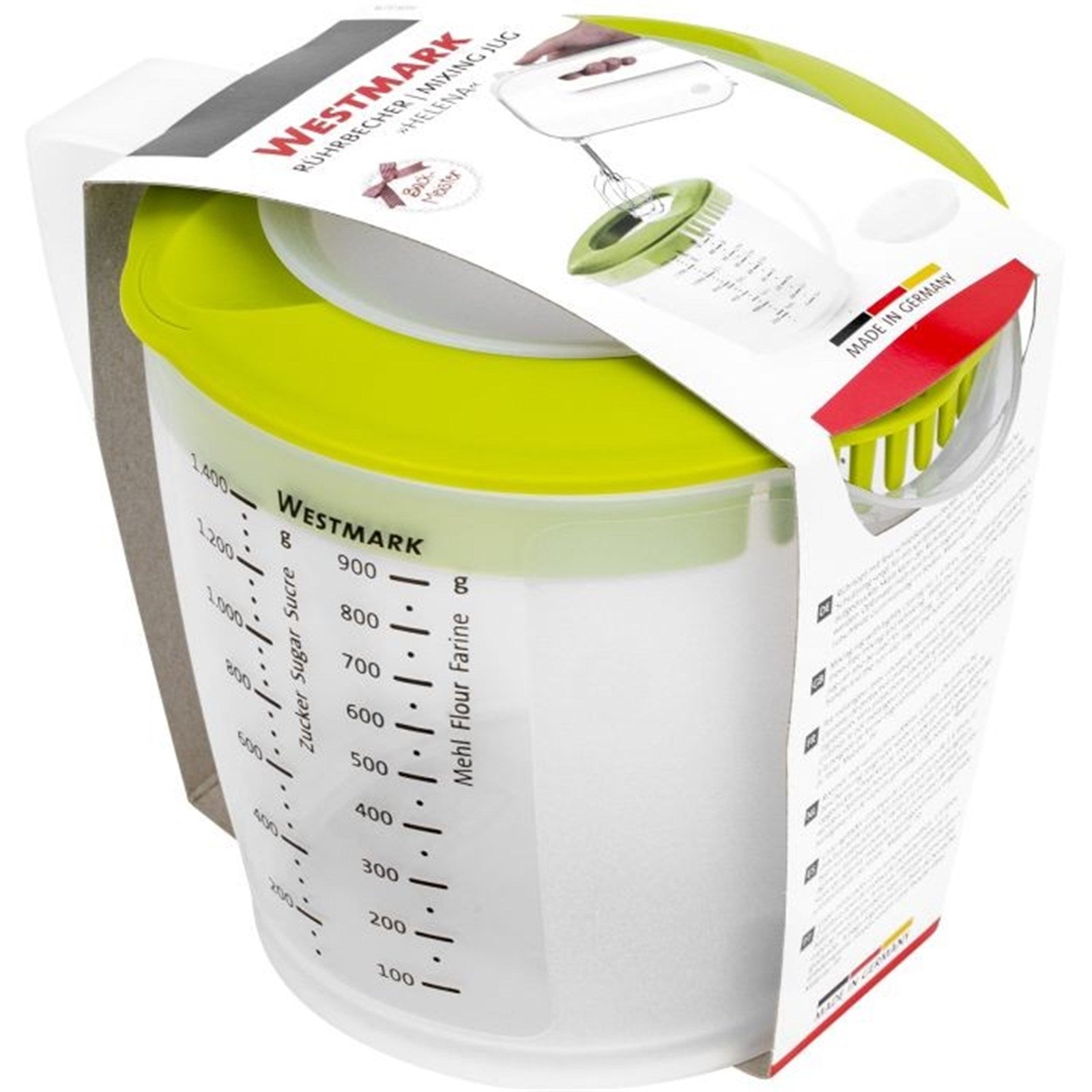 Rührbecher Helena, apfelgrün, 1.4L, Ø14.8cm, H15cm, mit Deckel, ideal für die Küche, von Westmark.