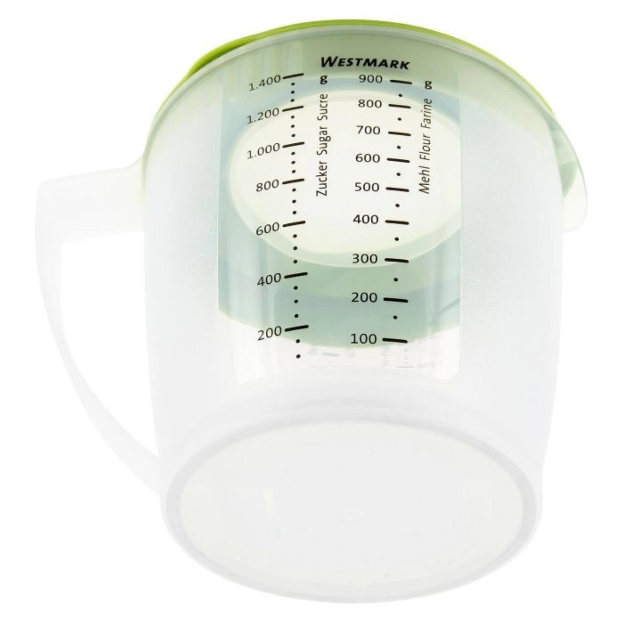 Apfelgrüner Rührbecher Helena, 1.4L, mit Deckel, Ø14.8cm, H15cm, perfekt für Backen und Kochen, von Westmark.