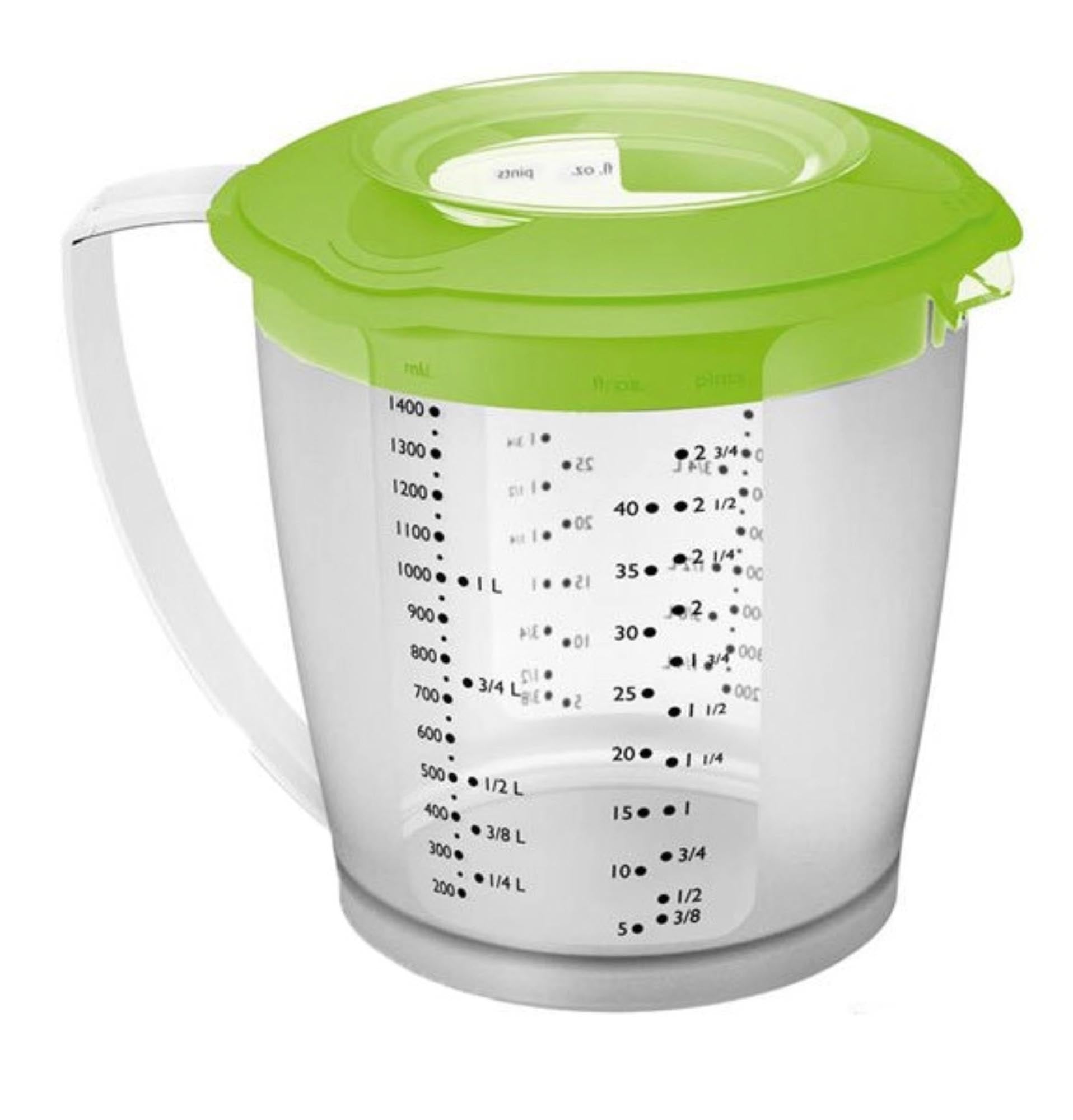 Entdecken Sie den Rührbecher Helena von Westmark in frischem Apfelgrün. Mit 1,4 Litern Fassungsvermögen, BPA-freiem Material und praktischem Deckel ist er ideal zum Kochen und Backen.