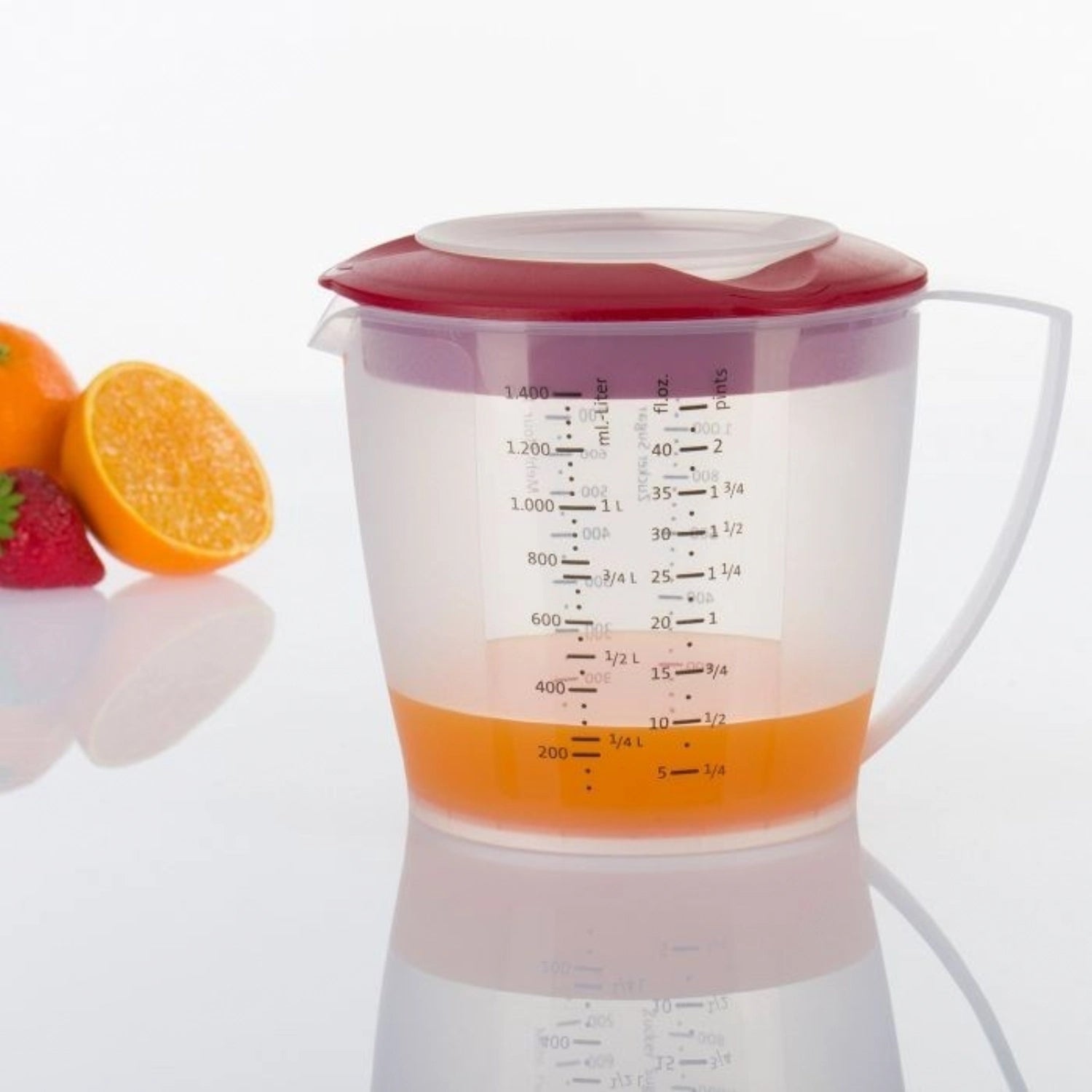 Rührbecher m. Deckel Helena, Rot, D14.8, H15cm, 1.4 lt