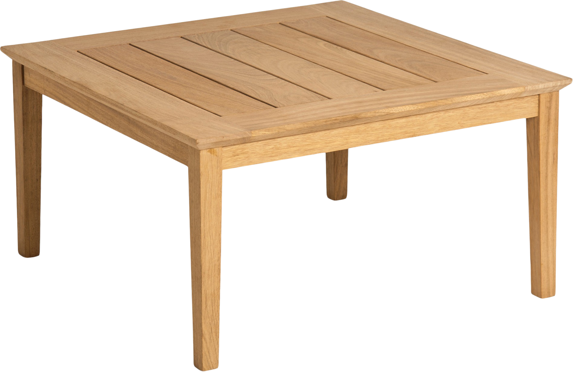 Eleganter Roble-Loungetisch, FSC-zertifiziert, langlebig, naturbelassen, mit glatter, hellgelber Maserung.