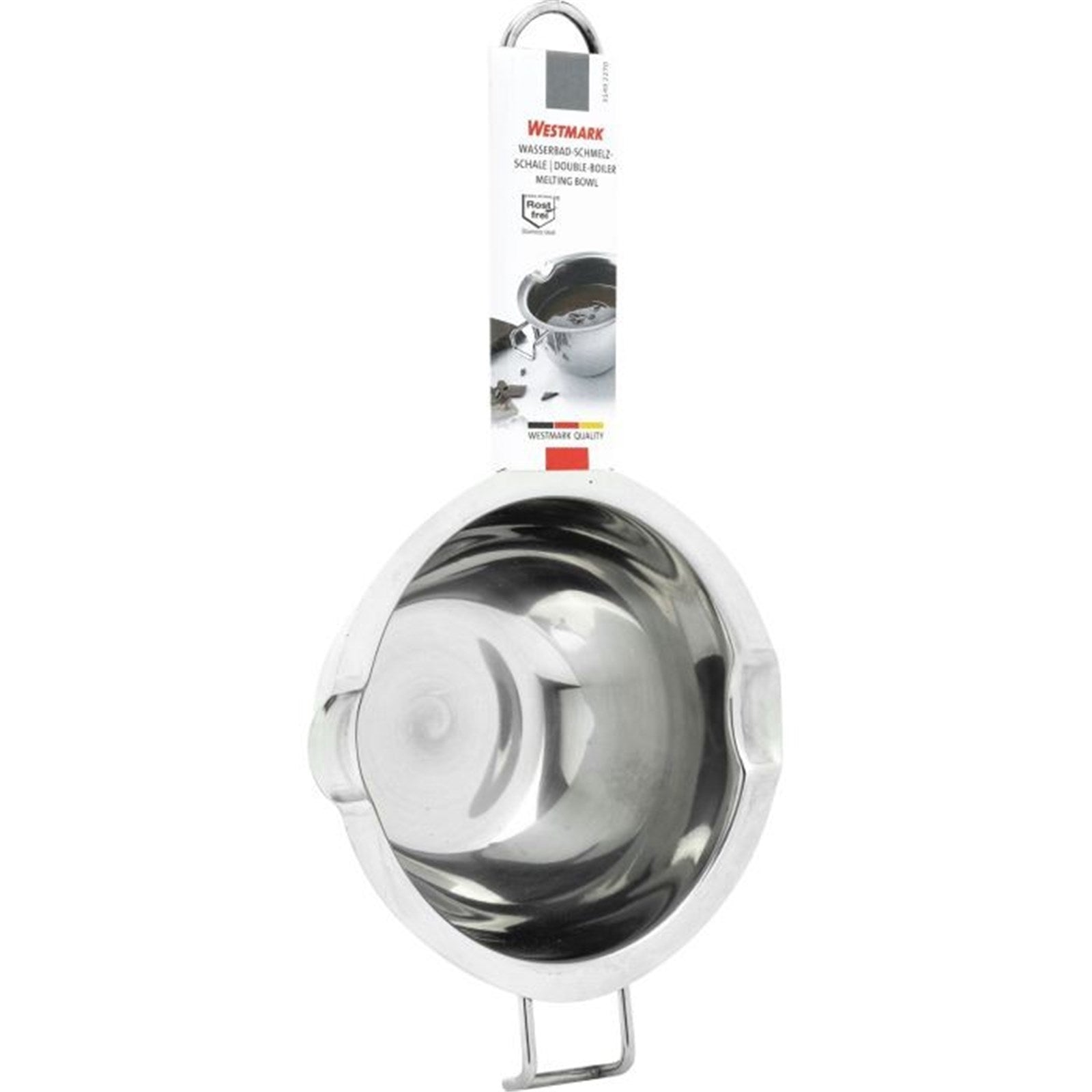 Praktische Wasserbad-Schmelzschale von Westmark, ideal für Schokolade und Butter, Masse: 26,5x14,2x5 cm, perfekt für die Küche.