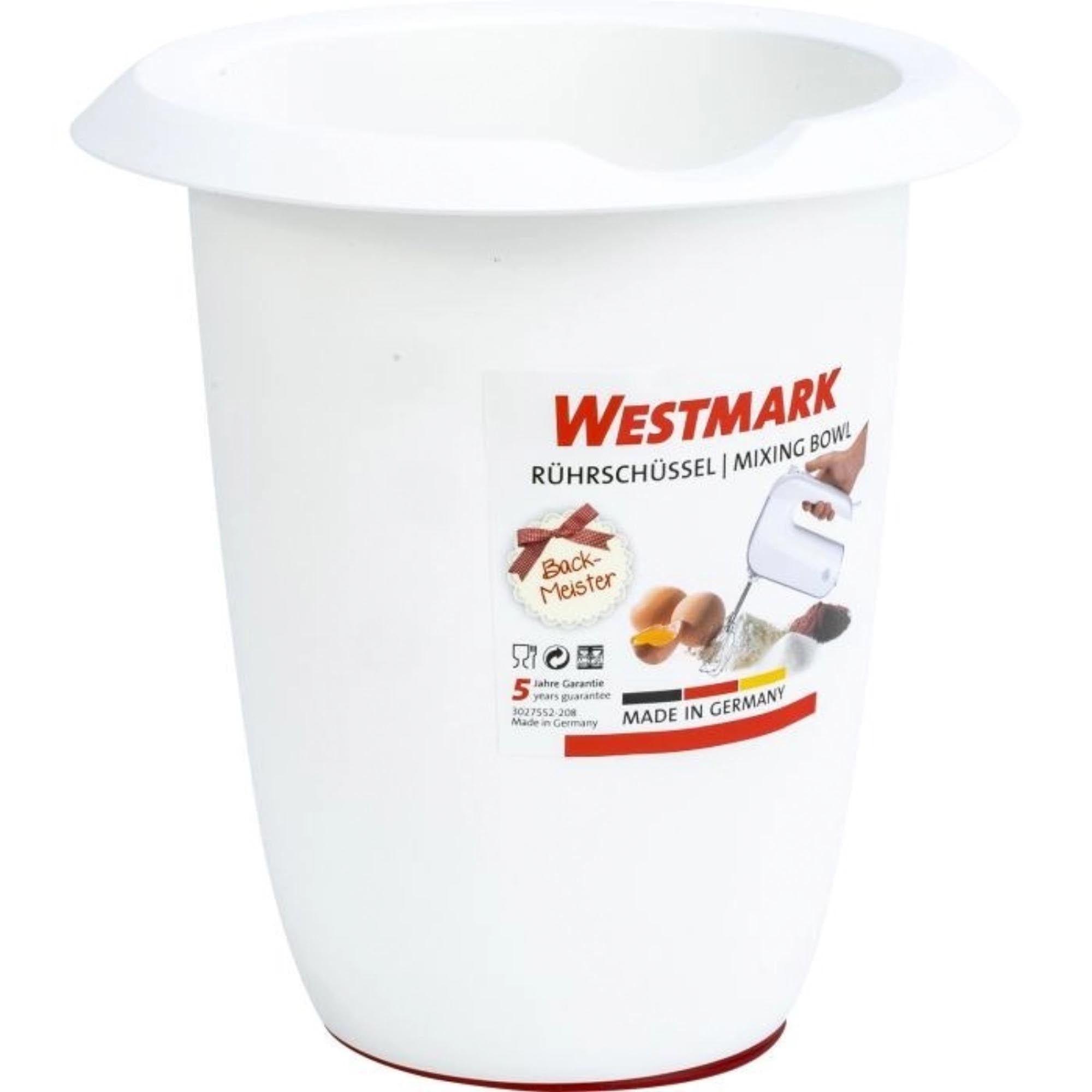 Praktischer weisser Quirltopf von Westmark, 1.2 Liter, Masse 22.5x2.5x2 cm, ideal zum Rühren und Mixen, ohne Deckel, robust und vielseitig.