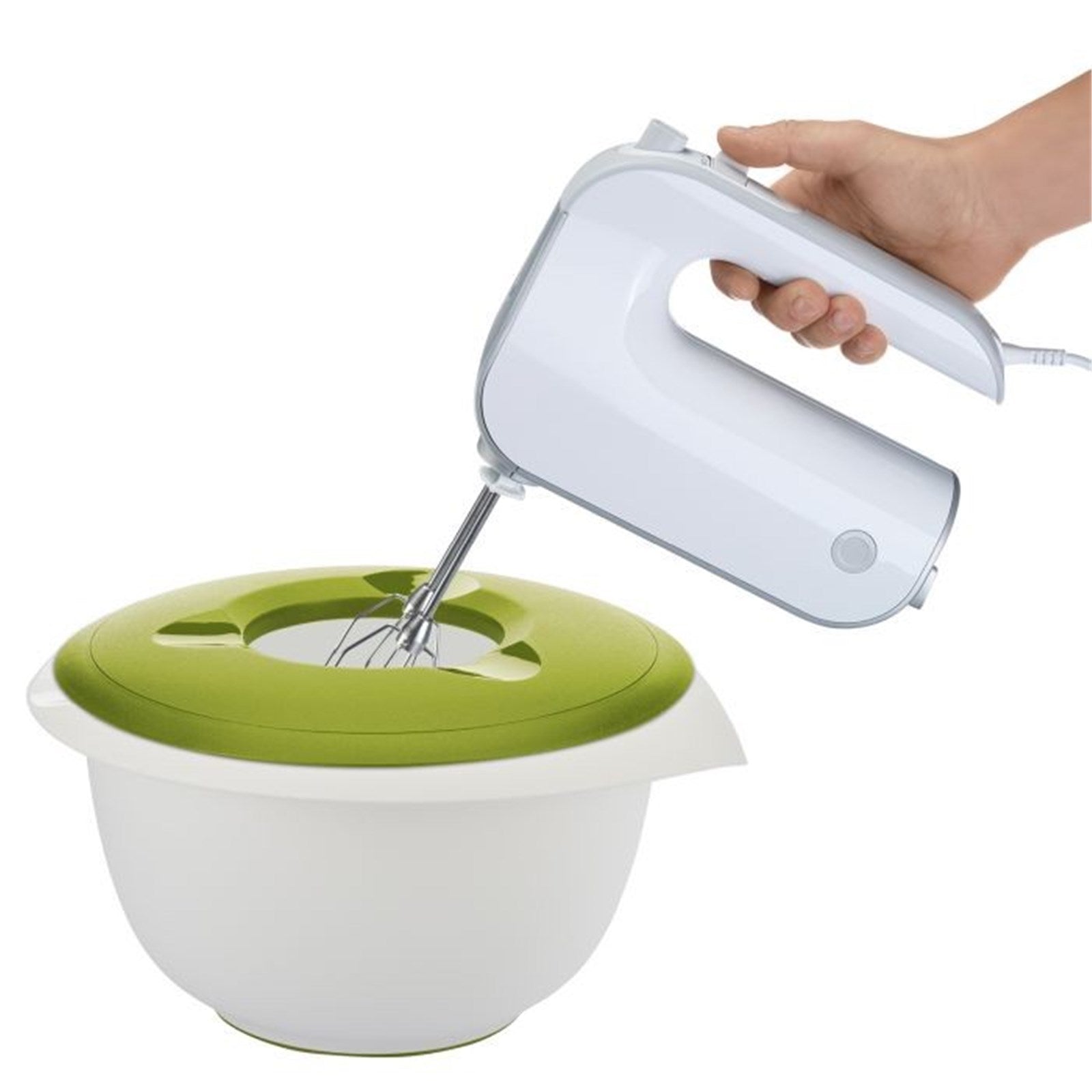 Rührschüssel 2.5 l, apfelgrün, mit Spritzschutz, Masse 25x24x14 cm, ideal für Backen und Mixen, hochwertig und funktional, von Westmark.