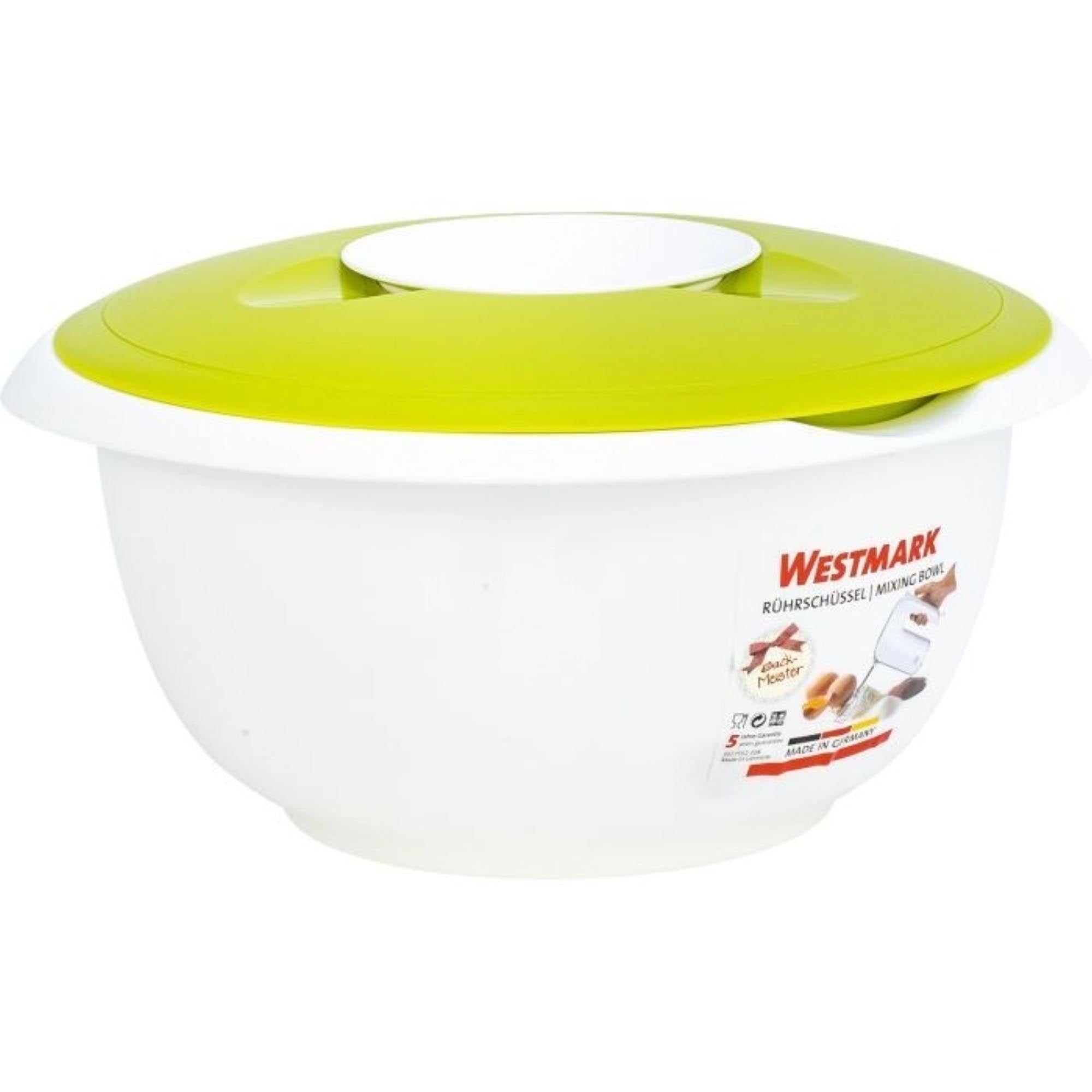 Rührschüssel 2.5 l, apfelgrün, mit Spritzschutz, 25x24x14 cm, ideal für sauberes Mixen und Backen, langlebig, von Westmark.