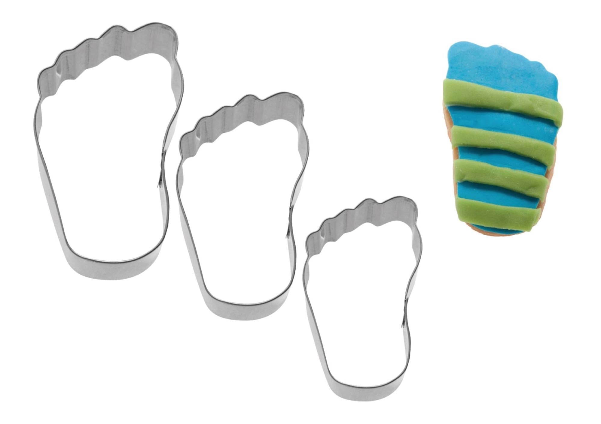 Entdecken Sie das 3-tlg. Set Ausstechform Füsse von Westmark aus langlebigem Edelstahl. Perfekt für kreative Fuß-Designs bei Kindergeburtstagen!