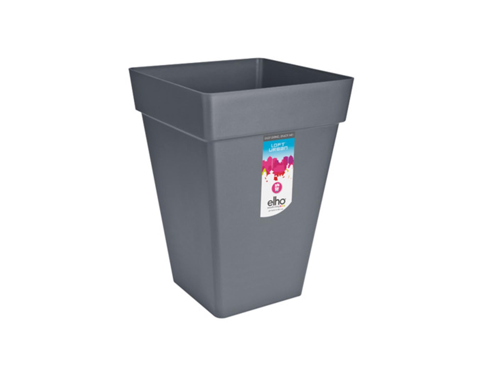 Entdecken Sie das ELHO Pflanzengefäss Loft Urban eckig 33x33 cm in anthrazit. Ideal für Blumen, Kräuter und Sträucher, umweltfreundlich und langlebig.