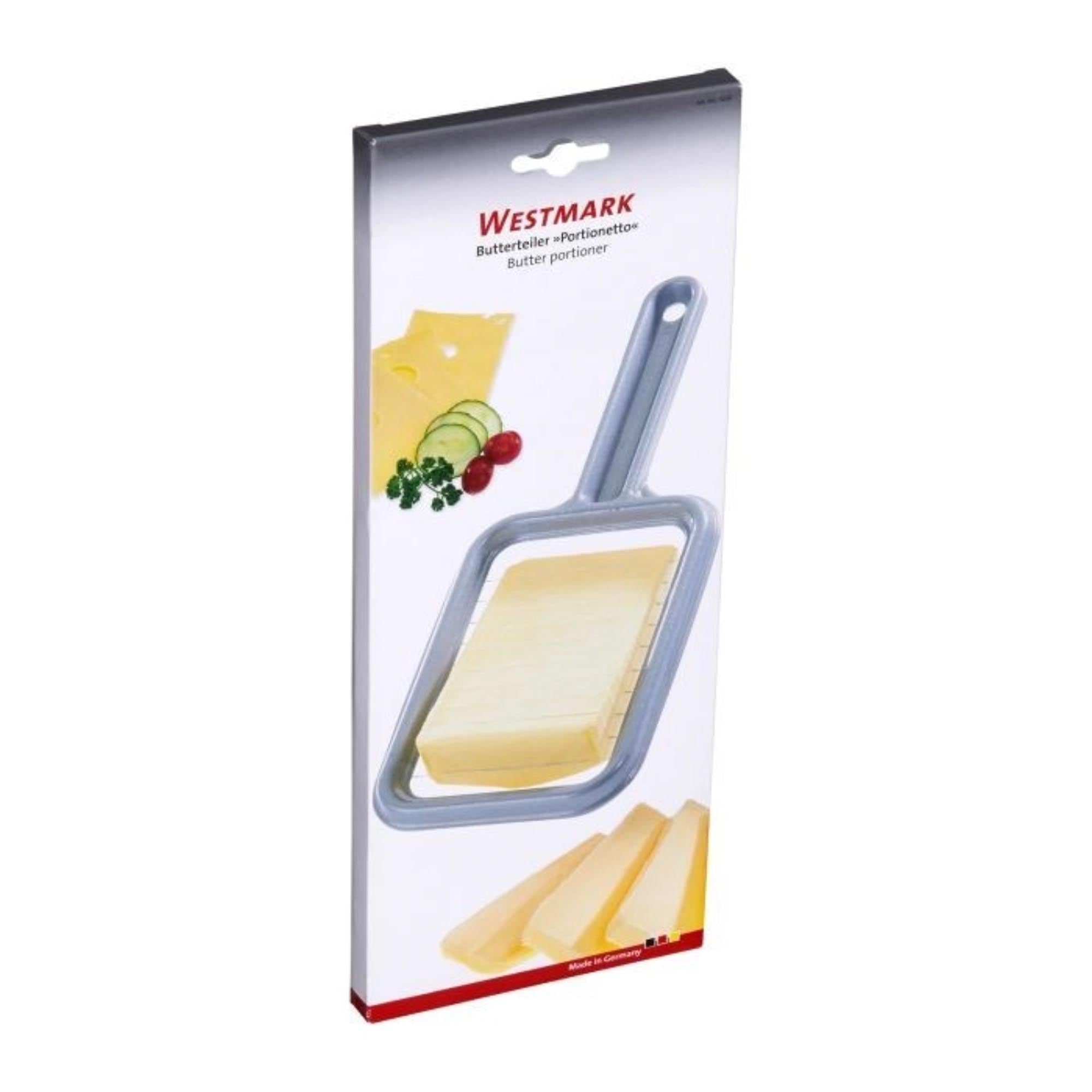 Praktischer Butterteiler von Westmark, ideal für präzises Portionieren, Masse: 25,5x11,5x1,3 cm, robust und einfach zu handhaben.