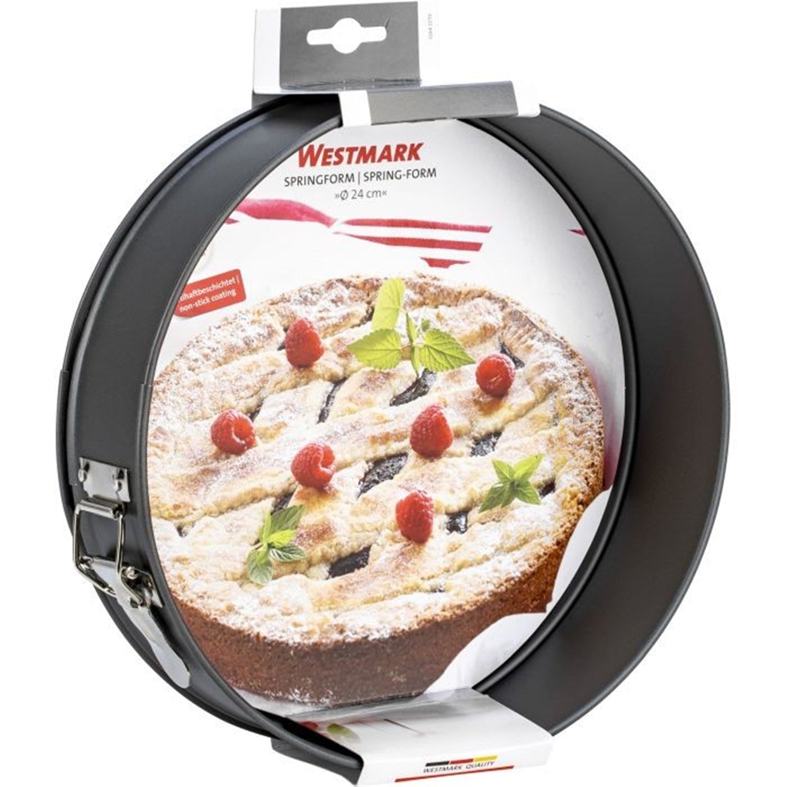 Antihaftbeschichtete Springform 24cm von Westmark, ideal für Kuchen und Torten, leicht zu reinigen, mit einem Boden.