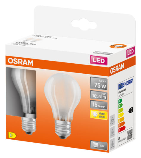 Entdecken Sie die OSRAM LED-Lampe Star Classic A E27 7.5W 1055lm in warmweiß. Energieeffizient, stilvoll und sofort einsatzbereit – die perfekte Wahl für Ihr Zuhause!