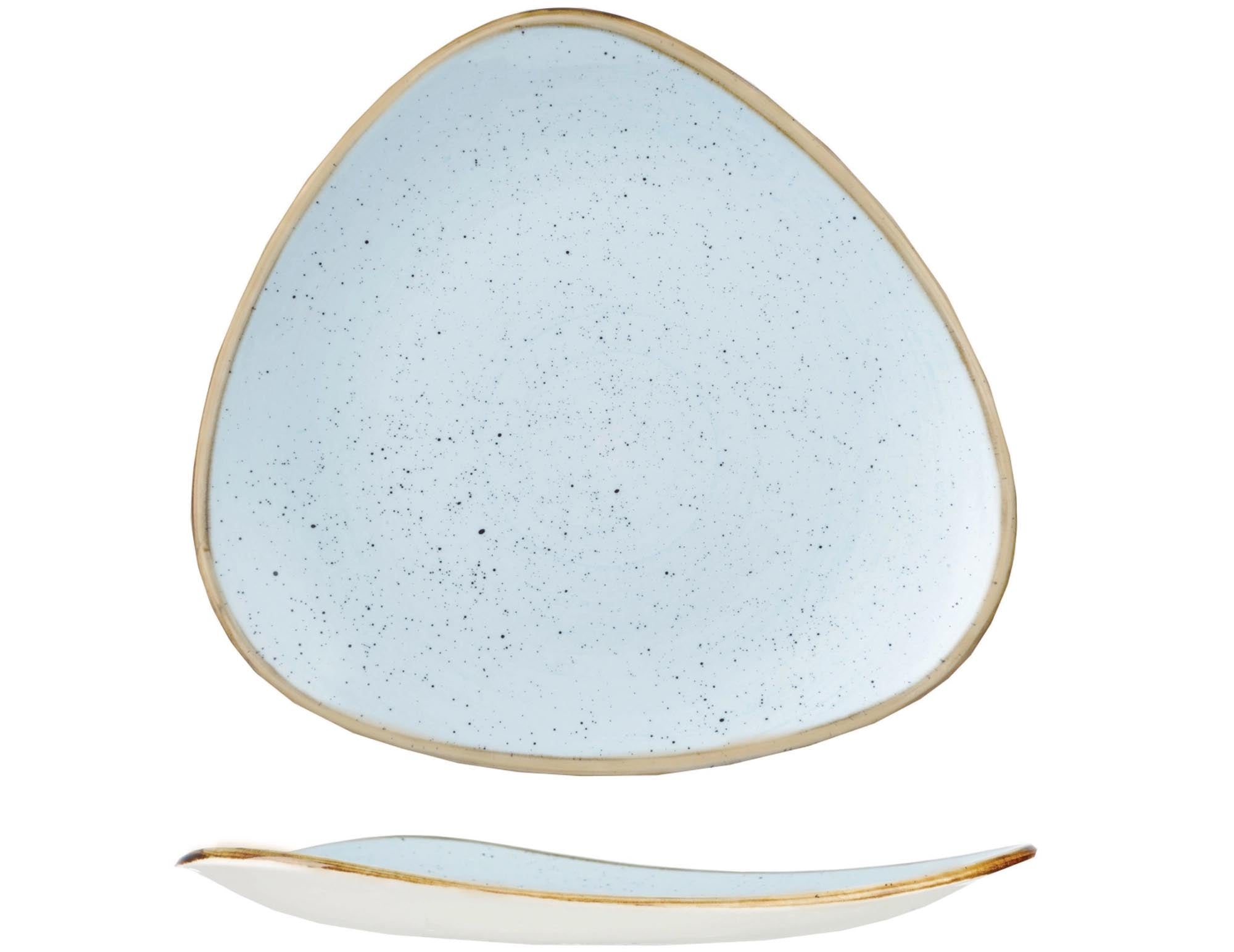 Stonecast Duck Egg Blue Triangel plate flat 31.1cm