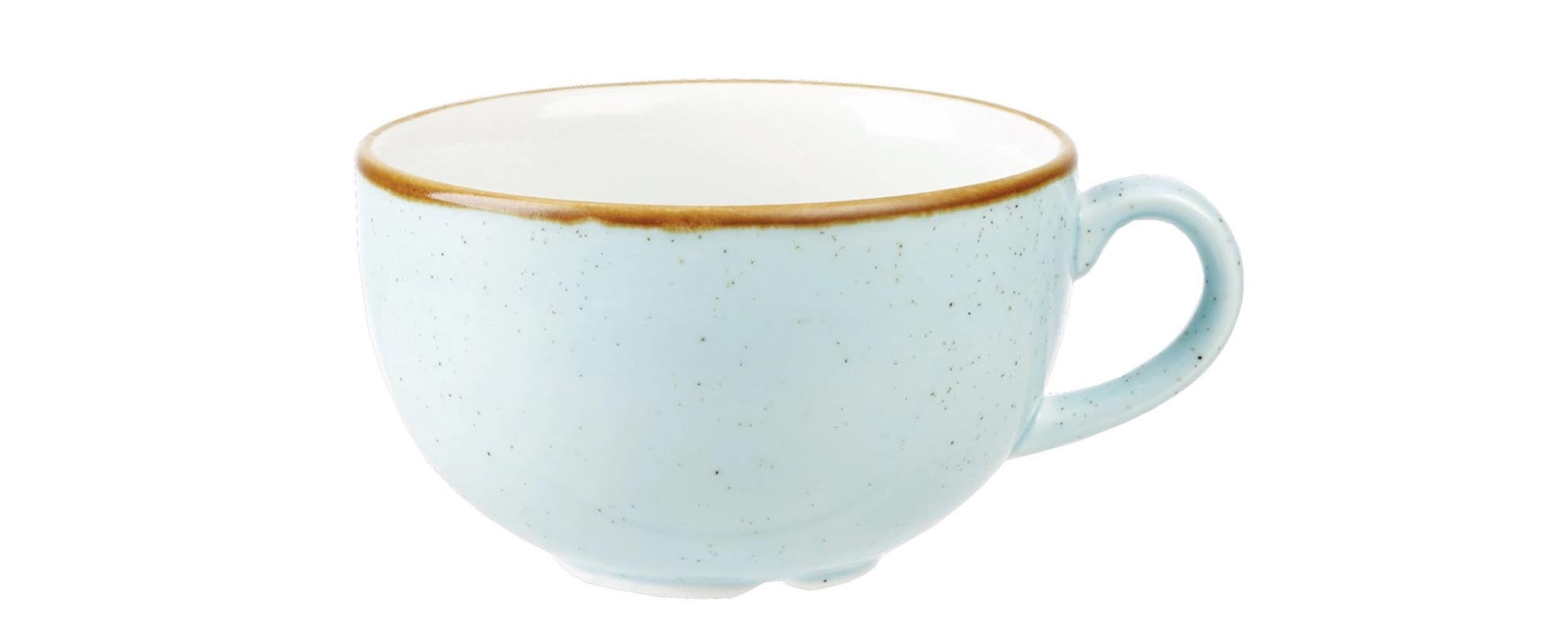 Die Stonecast Duck Egg Blue Tasse von Churchill: Pastellblaues Porzellan, 34cl, handgefertigt, spülmaschinenfest, ideal für Kaffee & Tee.