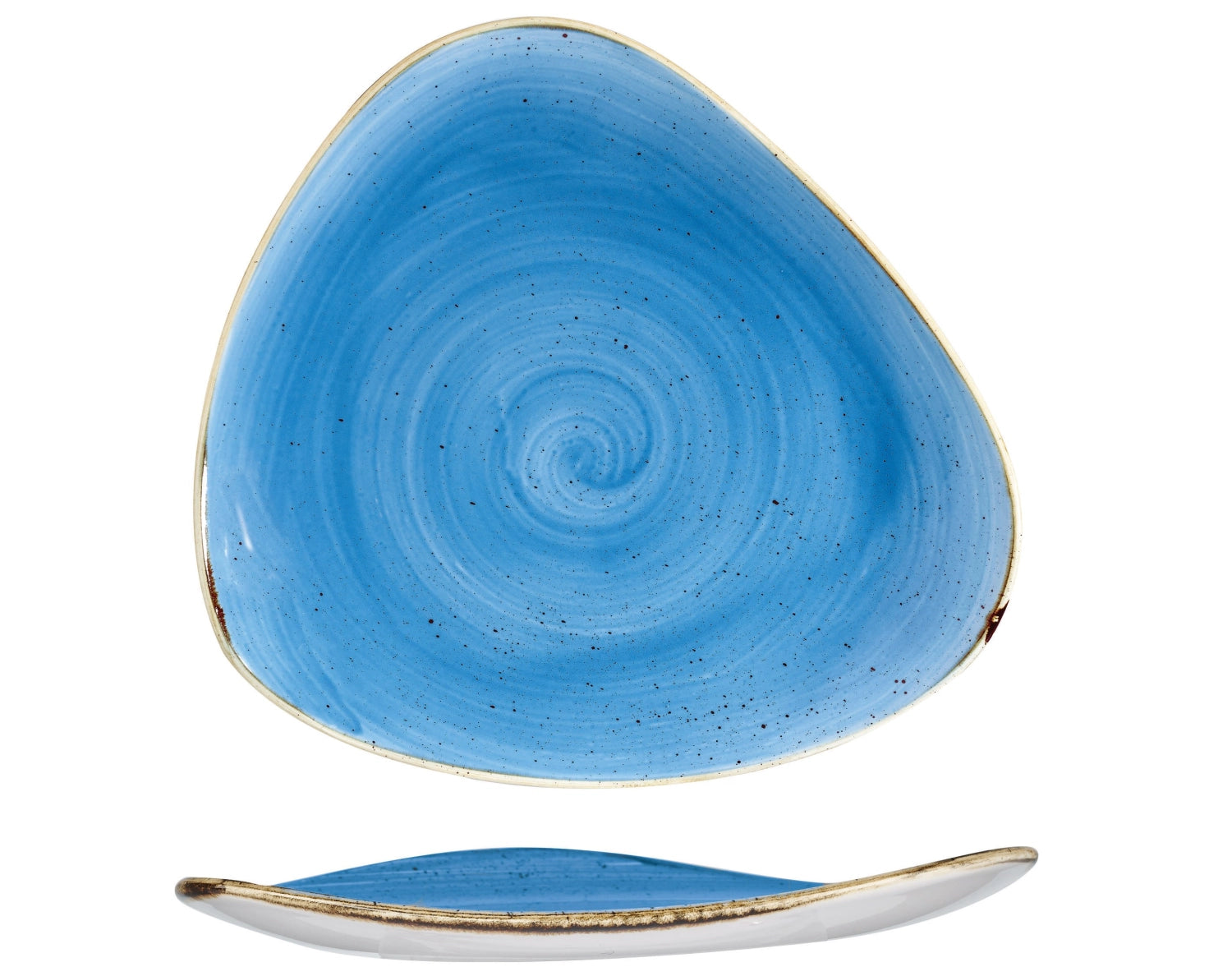 Stonecast Cornflower Blue Triangle Plate flat 31.1cm