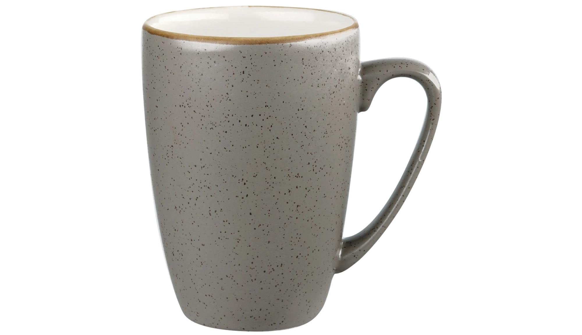Eleganter 34cl Becher aus robustem Steinzeug, spülmaschinenfest, mikrowellengeeignet, ideal für Kaffee und Tee. Handgefertigtes Design.