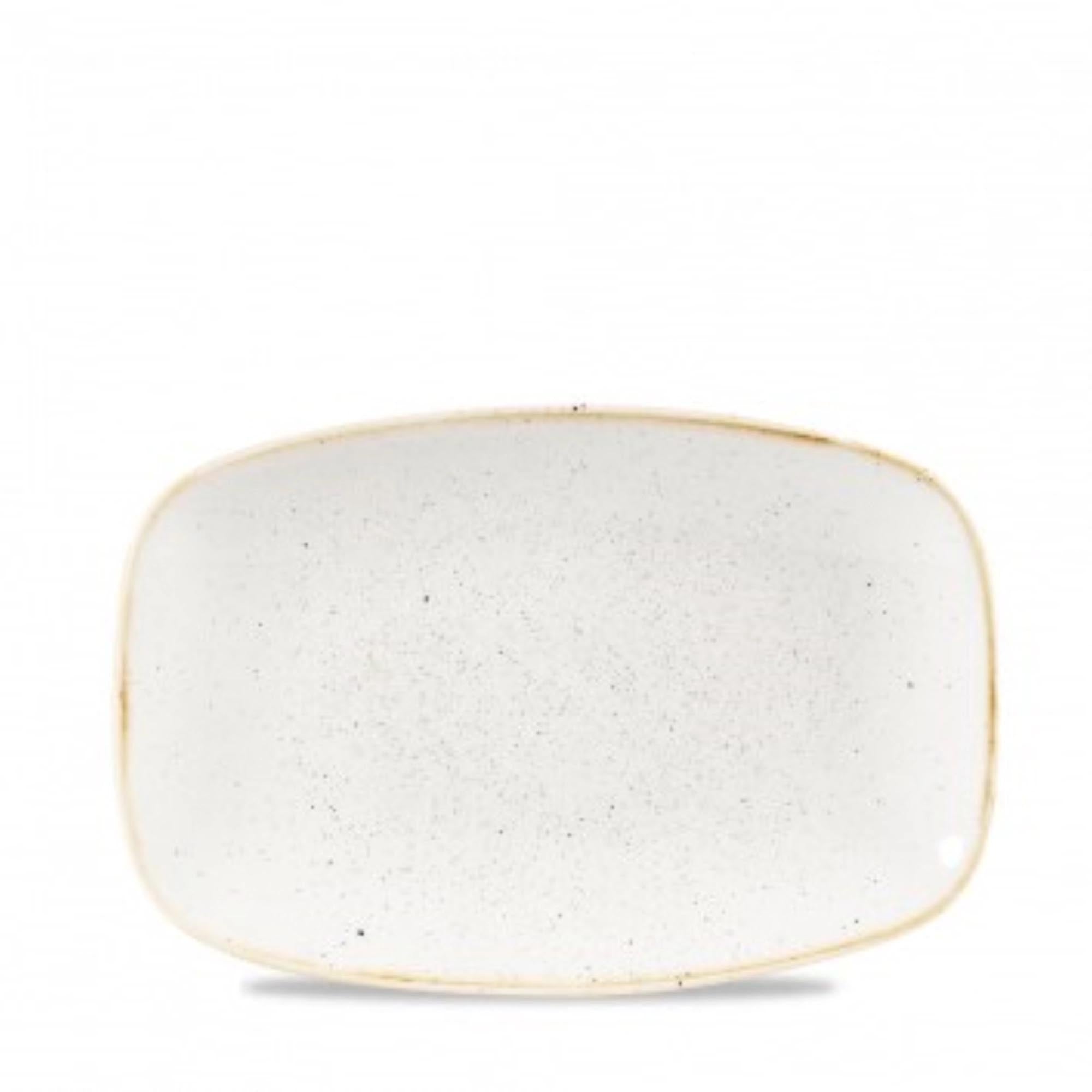 Elegante, robuste Stonecast Barley White Platte von Churchill, 23.7x15.7cm, ideal für stilvolle Präsentationen.