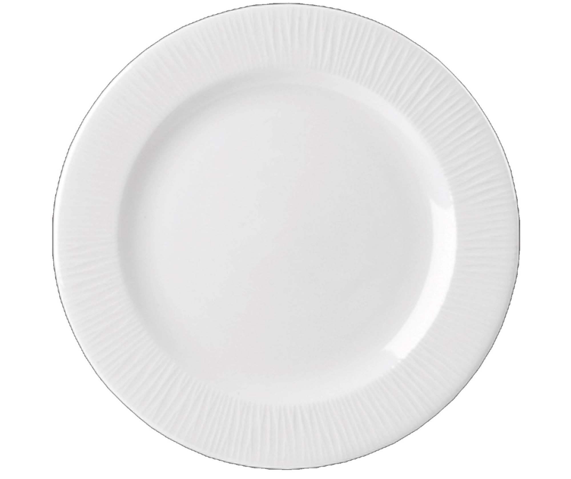 Entdecken Sie den eleganten Bamboo White Teller flach Fahne schmal 21cm von Churchill. Hochwertiges Porzellan, spülmaschinenfest, ideal für Vorspeisen und Desserts.