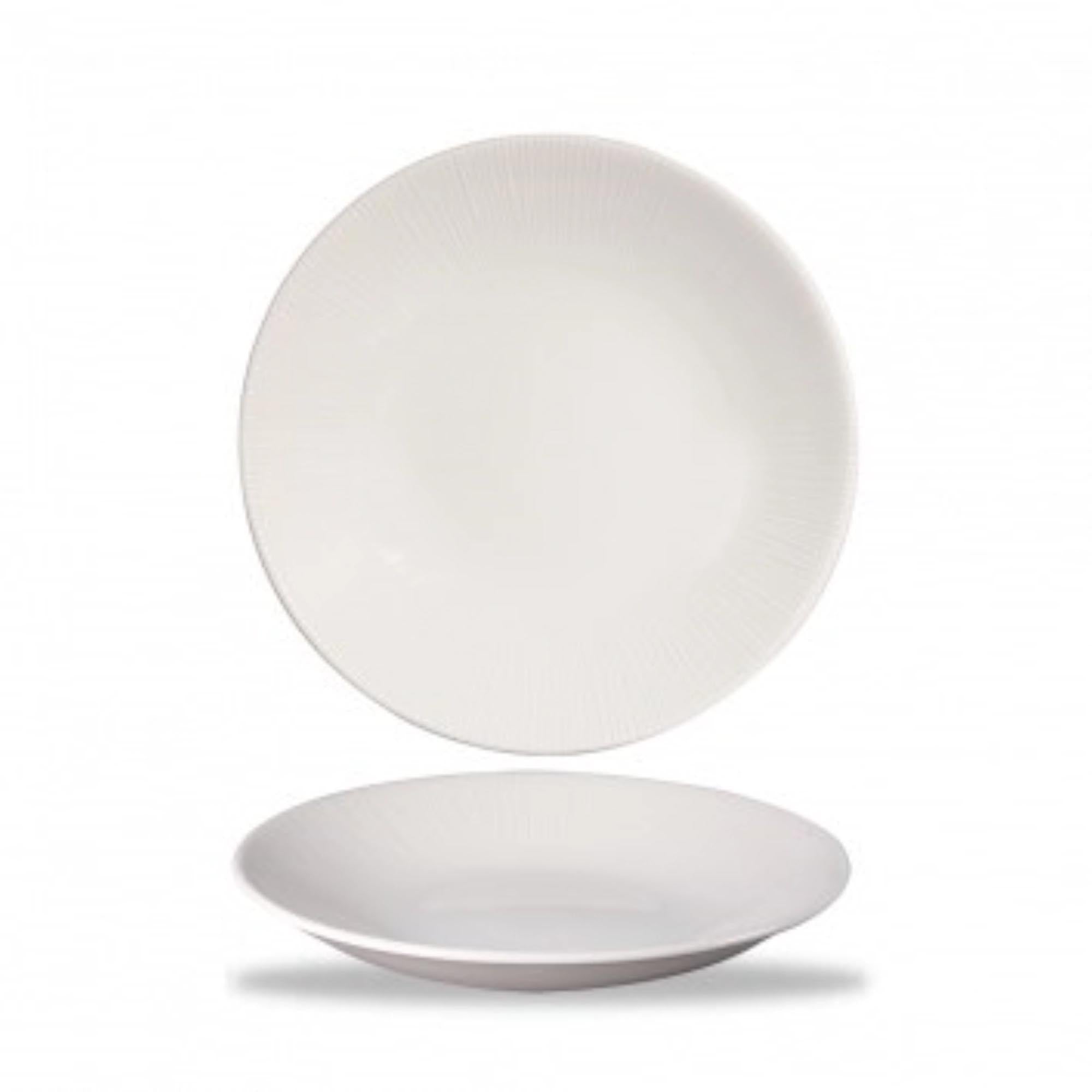 Hochwertiger, tiefen Coupe Teller aus der Bamboo White Serie von Churchill, 25,5 cm Durchmesser, ideal für ansprechende Präsentation von Speisen.