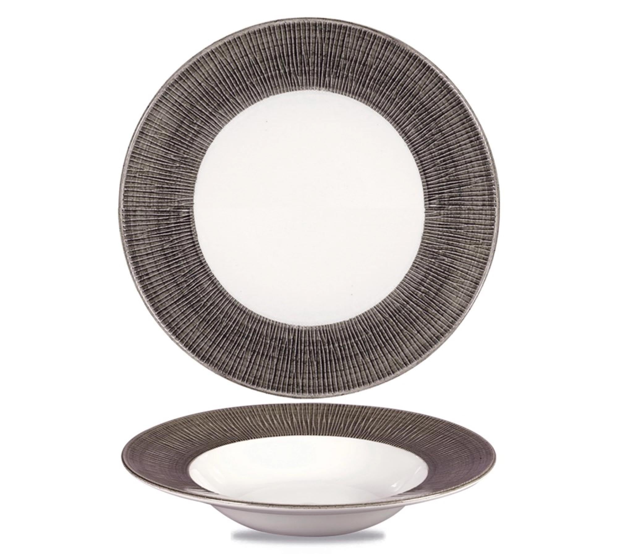 Eleganter 24cm Bamboo Dusk Teller von Churchill aus langlebigem Porzellan, ideal für Suppen und Pasta, spülmaschinenfest.