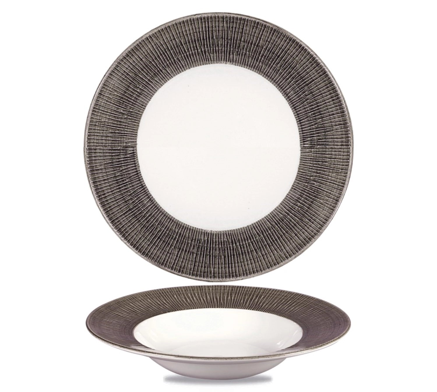 Tiefer, breiter Teller aus der Bamboo Dusk Serie von Churchill, 24 cm, ideal für kreative Anrichteideen und nachhaltige Gastronomie.