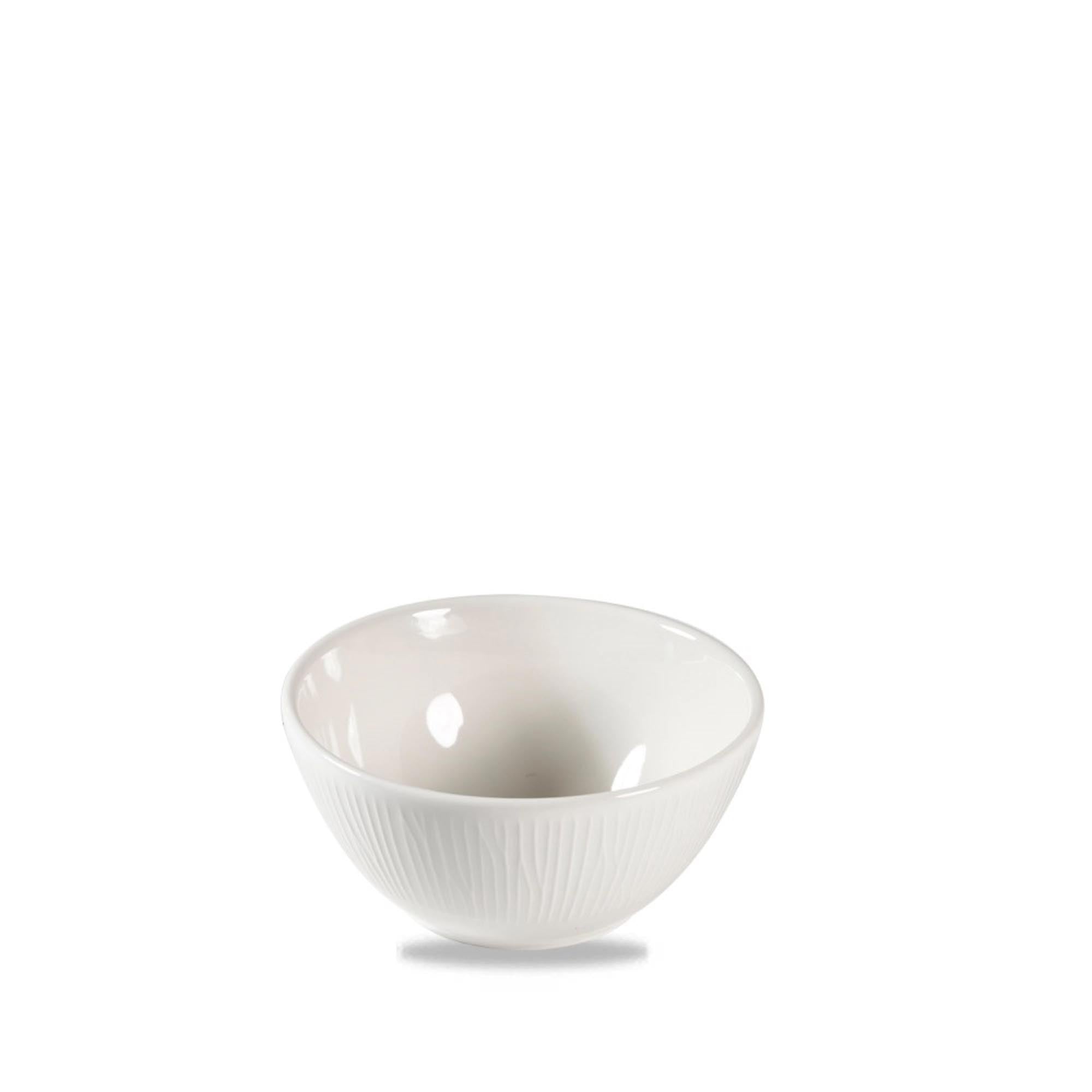 Hochwertige 13 cm Schale aus der Bamboo White Serie von Churchill, ideal für elegante Anrichte und kreative Servierideen.