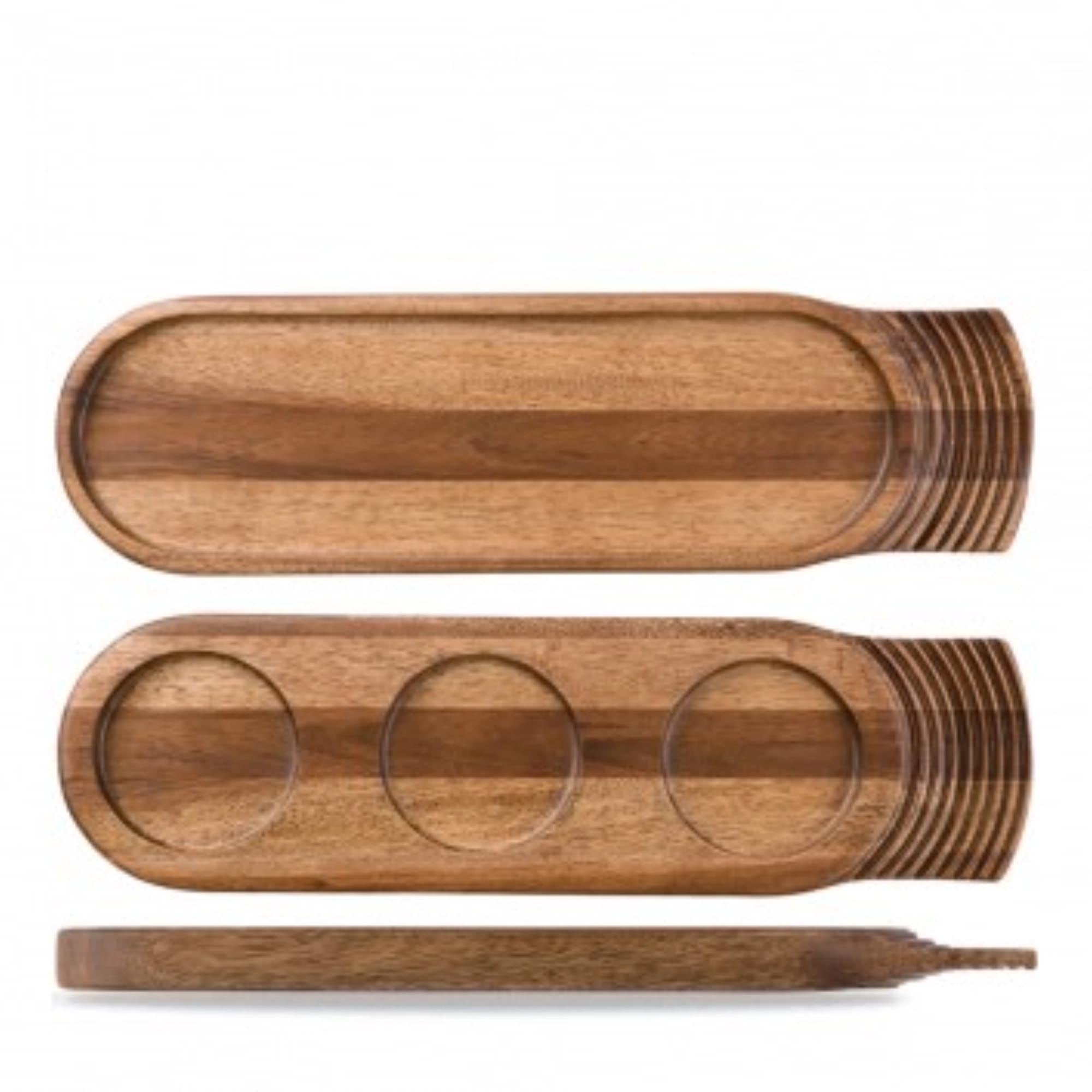 Elegantes Alchemy Wood Tablett mit einem Griff, 48x14cm, aus hochwertigem Akazienholz, ideal für stilvolle Serviermöglichkeiten und dekorative Akzente.