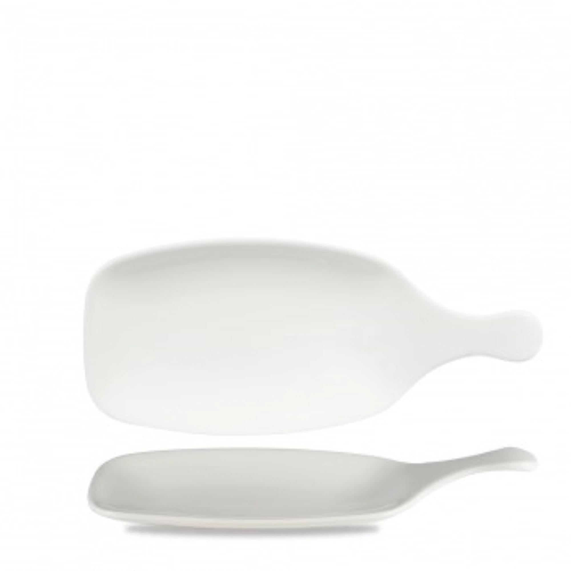 Rechteckige weiße Bit on the Side Platte von Churchill mit Griff, ideal für Servieren und Anrichten, Maße 29x21.1 cm.