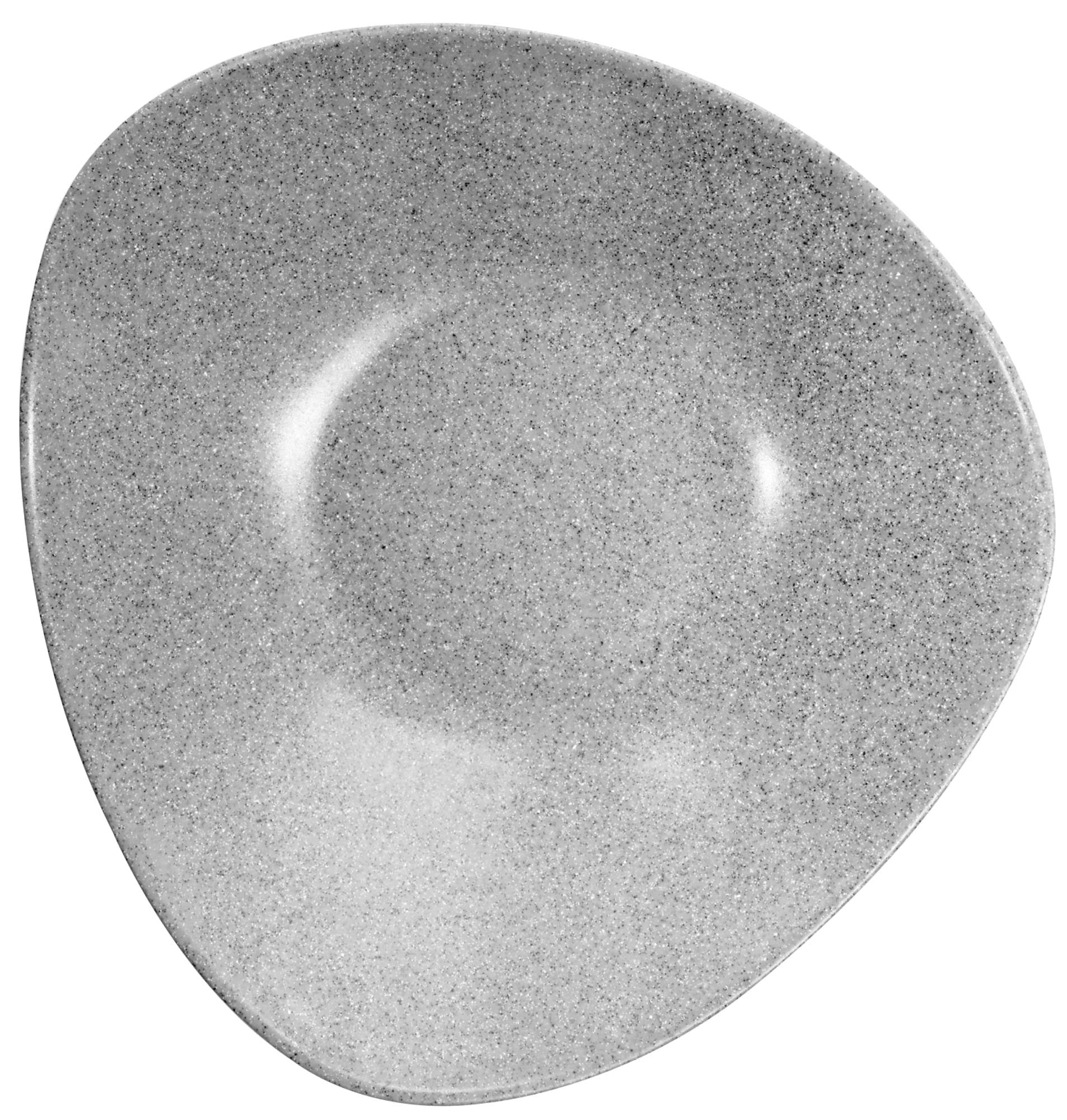 Flache Alchemy Melamin Platte in Granite Grey, 35.5x35cm, ideal für stilvolle Anrichtung und Servieren von Speisen.