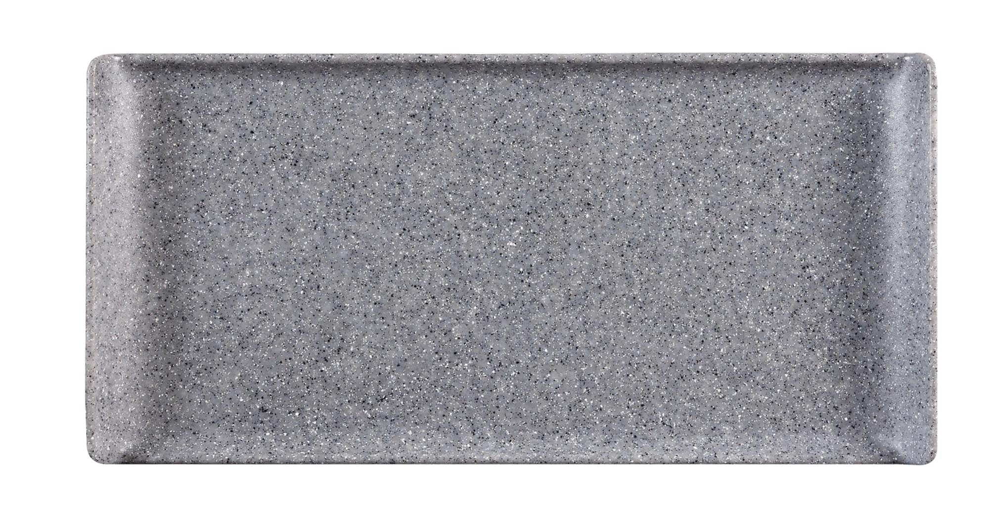Elegantes Alchemy Melamin Tablett in Granite Grey, 30x14.5cm, perfekt für ansprechendes Servieren und Dekorieren von Speisen.