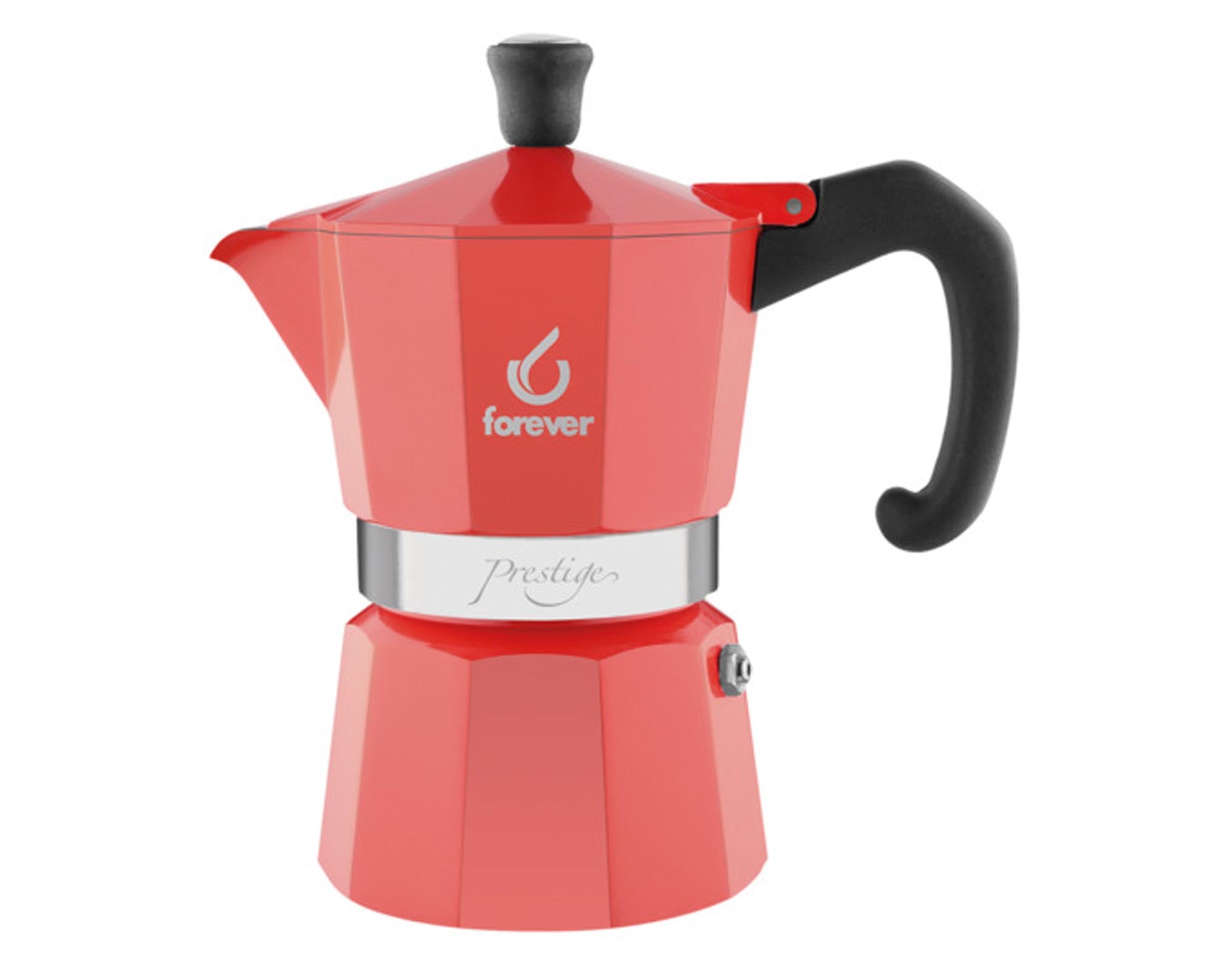 Entdecken Sie den FOREVER Kaffeezubereiter La Rossa Prestige für 3 Tassen. Hochwertiges Design, ergonomisch, umweltfreundlicher Edelstahlfilter. Perfekt für Kaffeeliebhaber!