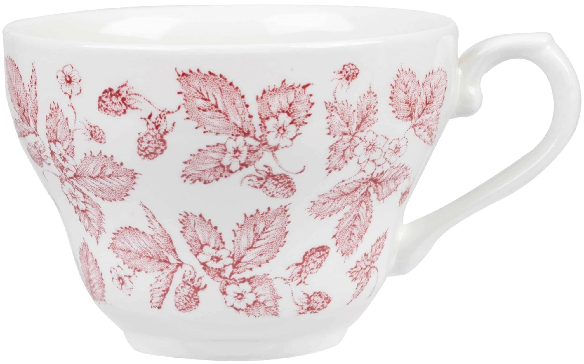 Elegante Porzellantasse mit modernem Cranberry Bramble Design, 19.8cl, spülmaschinenfest, ideal für heisse und kalte Getränke.