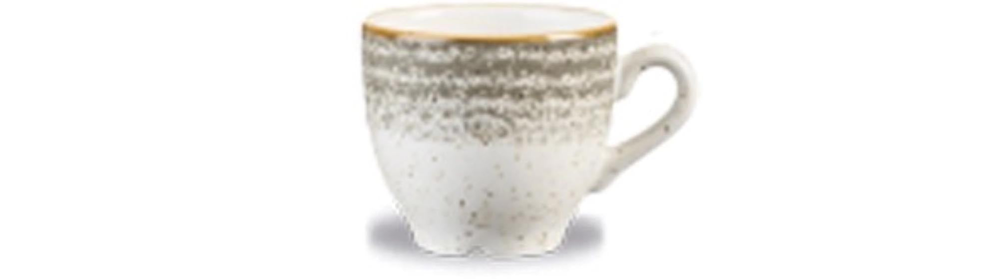 Elegante Porzellantasse in Stone Grey, 10cl, spülmaschinenfest, mikrowellengeeignet, perfekte Wärmeisolierung, stilvoller Blickfang.
