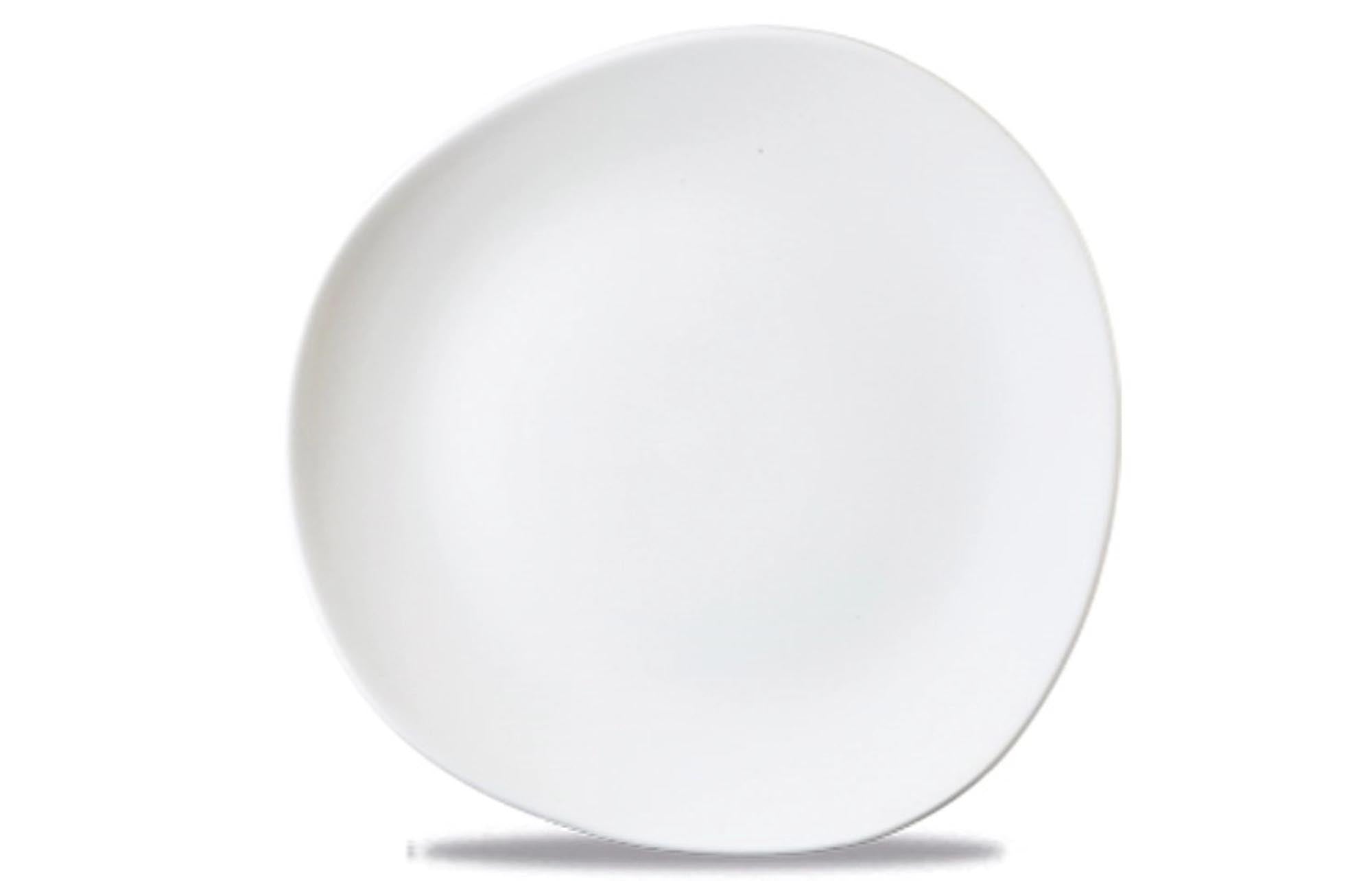 Eleganter 28,6 cm Teller aus robustem Porzellan, ideal für stilvolle Präsentationen. Spülmaschinen- und mikrowellengeeignet.