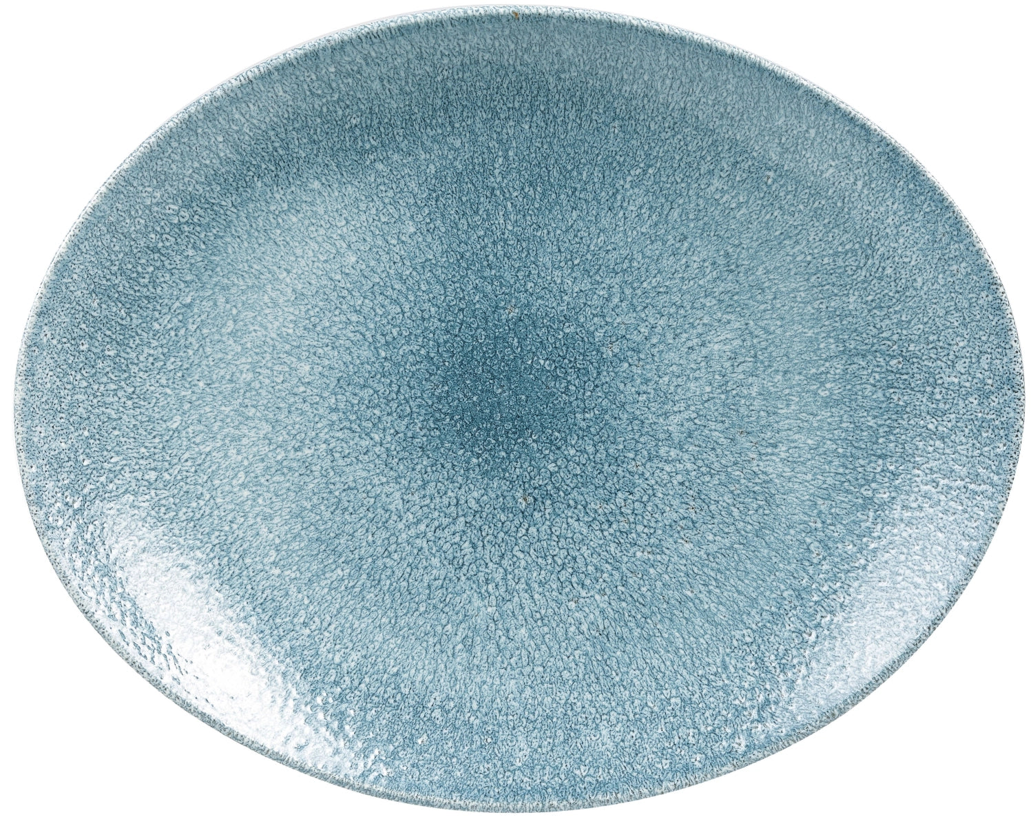 S.P. Raku Topaz Blue oval plate 31.7x25.5cm
