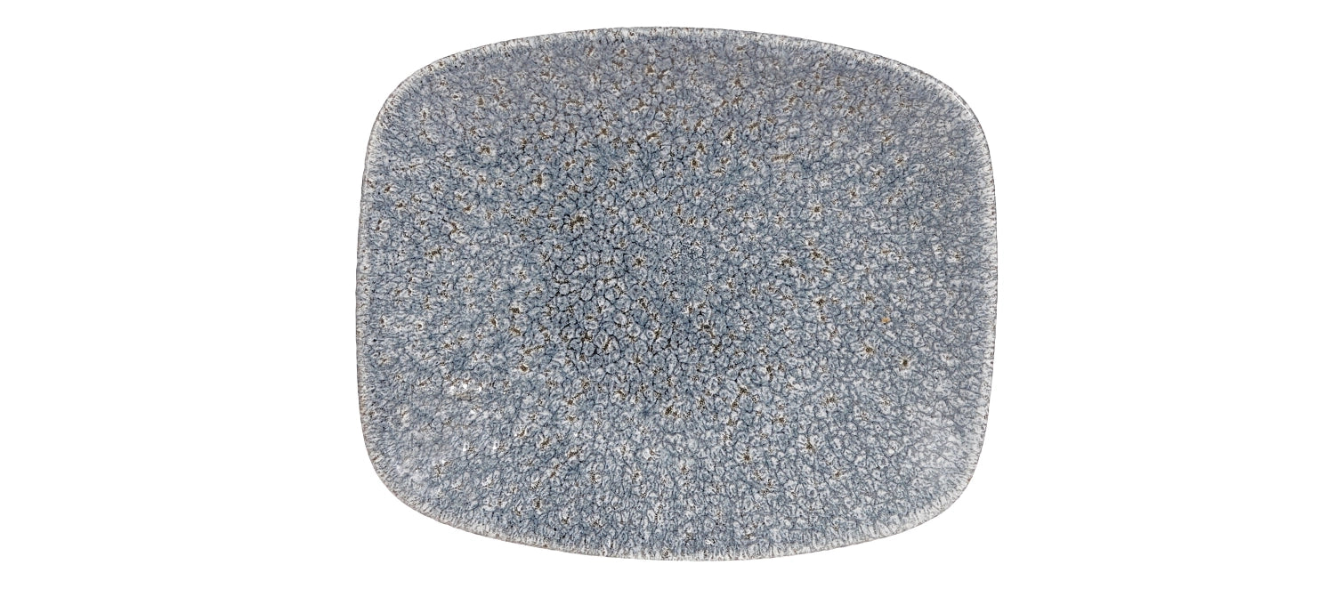 S.P. Raku Topaz Blue plate rectangular 15.4x12.6cm,