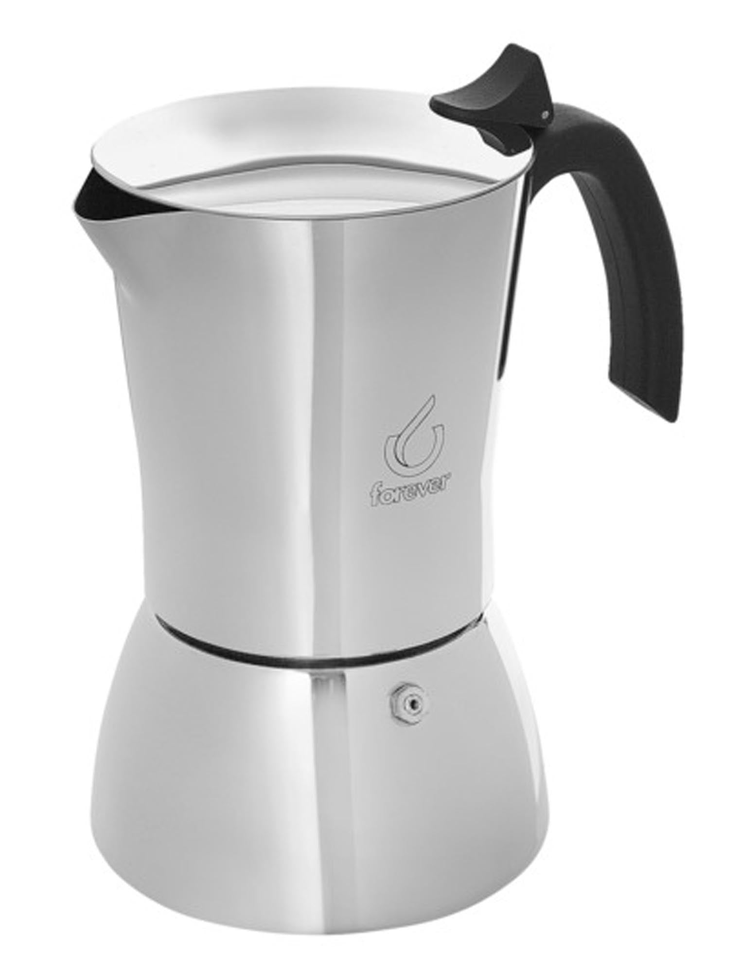 Entdecken Sie den FOREVER Moka Prestige Kaffeezubereiter für 1 Tasse. Hochwertiger Edelstahl, ideal für aromatischen Espresso und individuellen Genuss.
