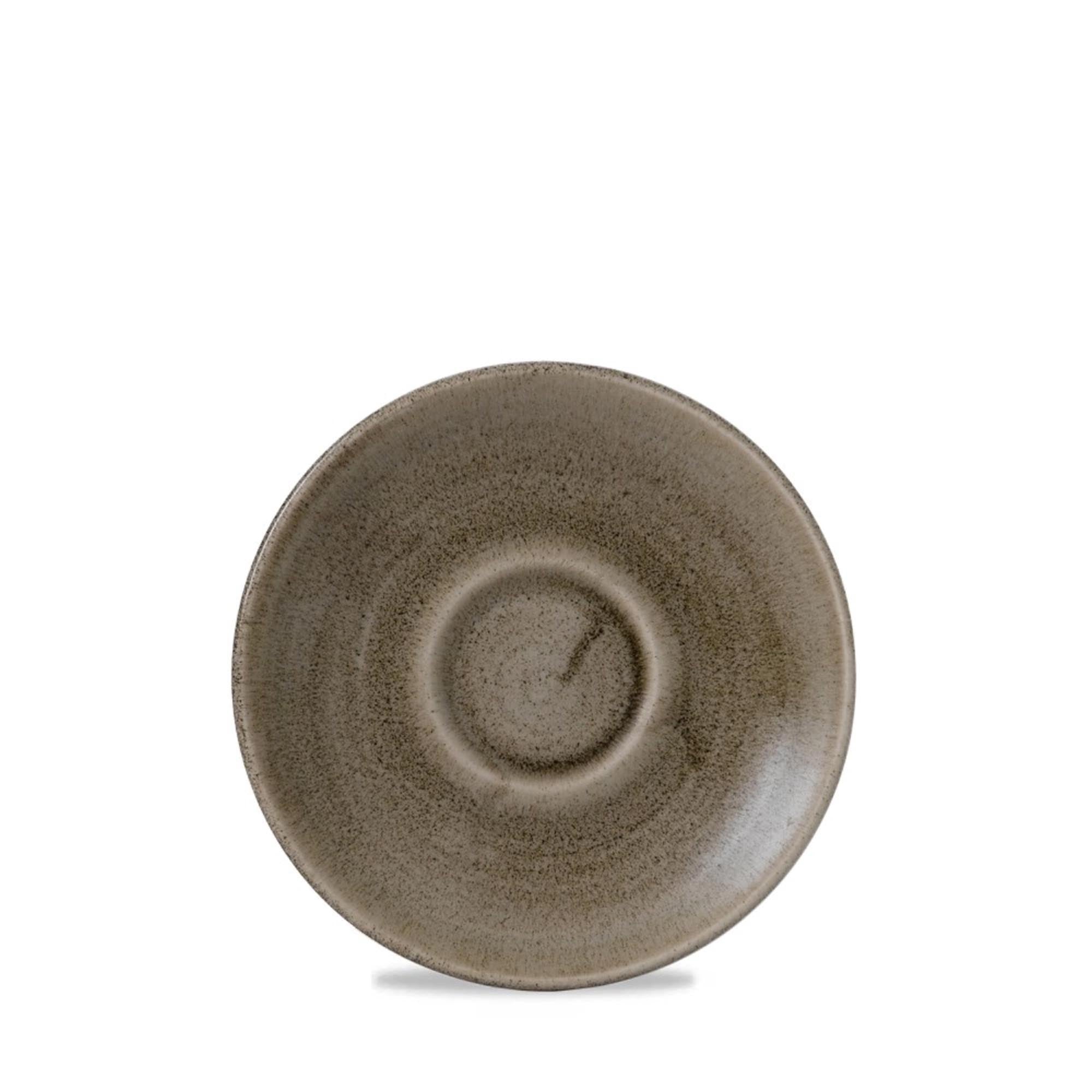 Die Stonecast Patina Antique Taupe Kaffee Untere von Churchill vereint rustikalen Charme und Funktionalität in hochwertigem Porzellan.